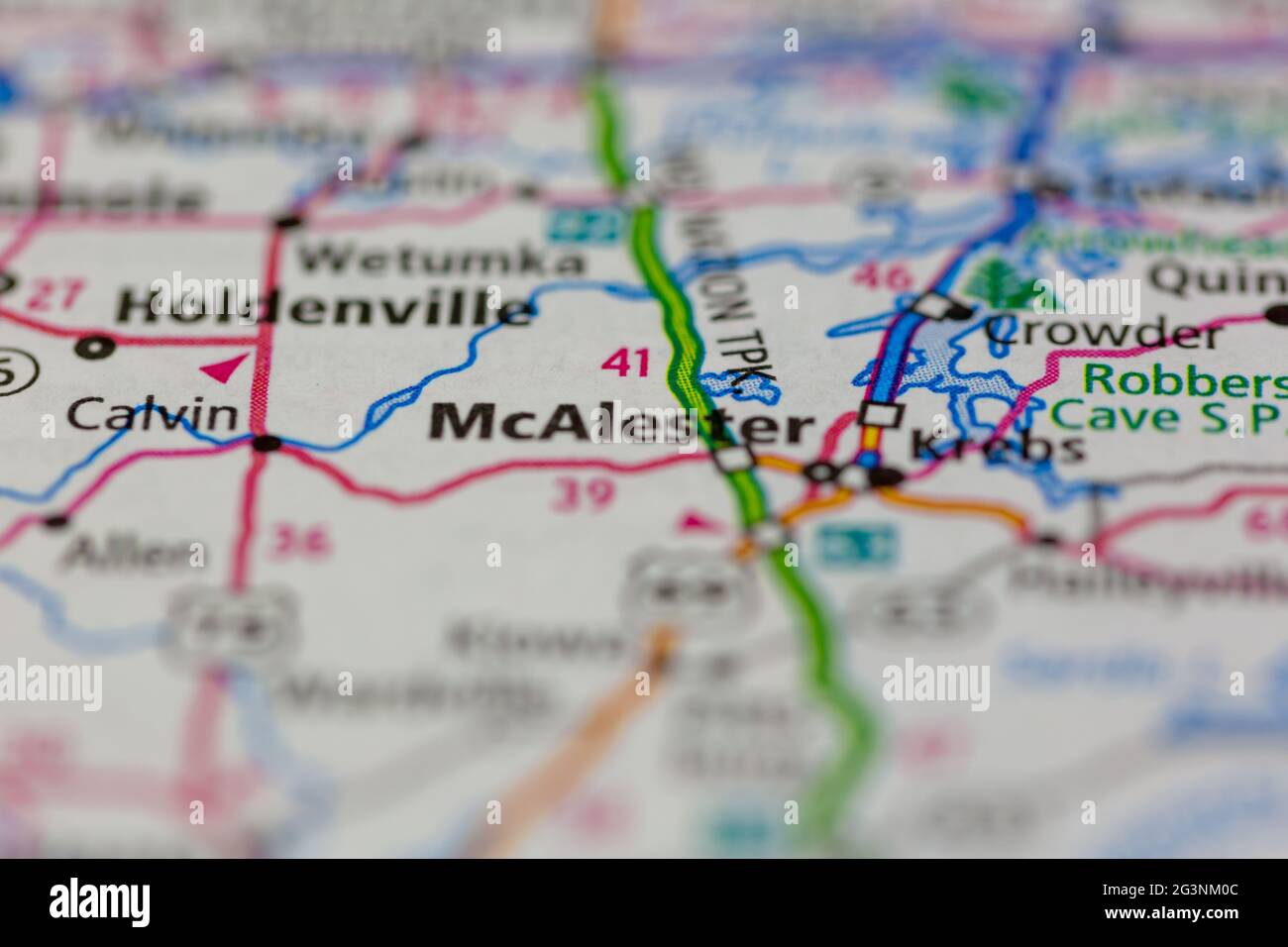 McAlester Oklahoma USA shown on a Geography map or road map Stock Photo