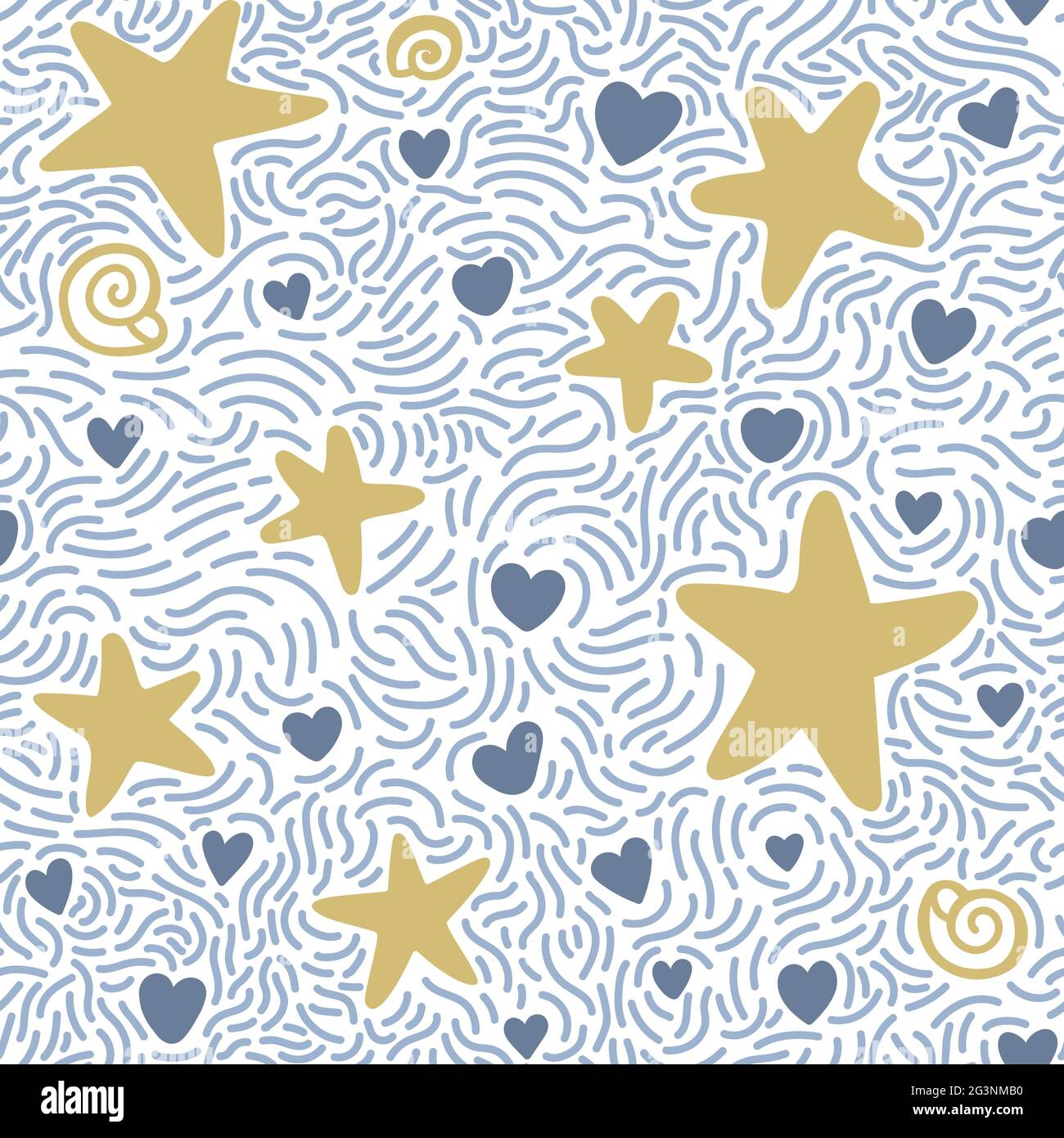 Seamless pattern with hand drawn sea waves in sketch style. Vector ...
