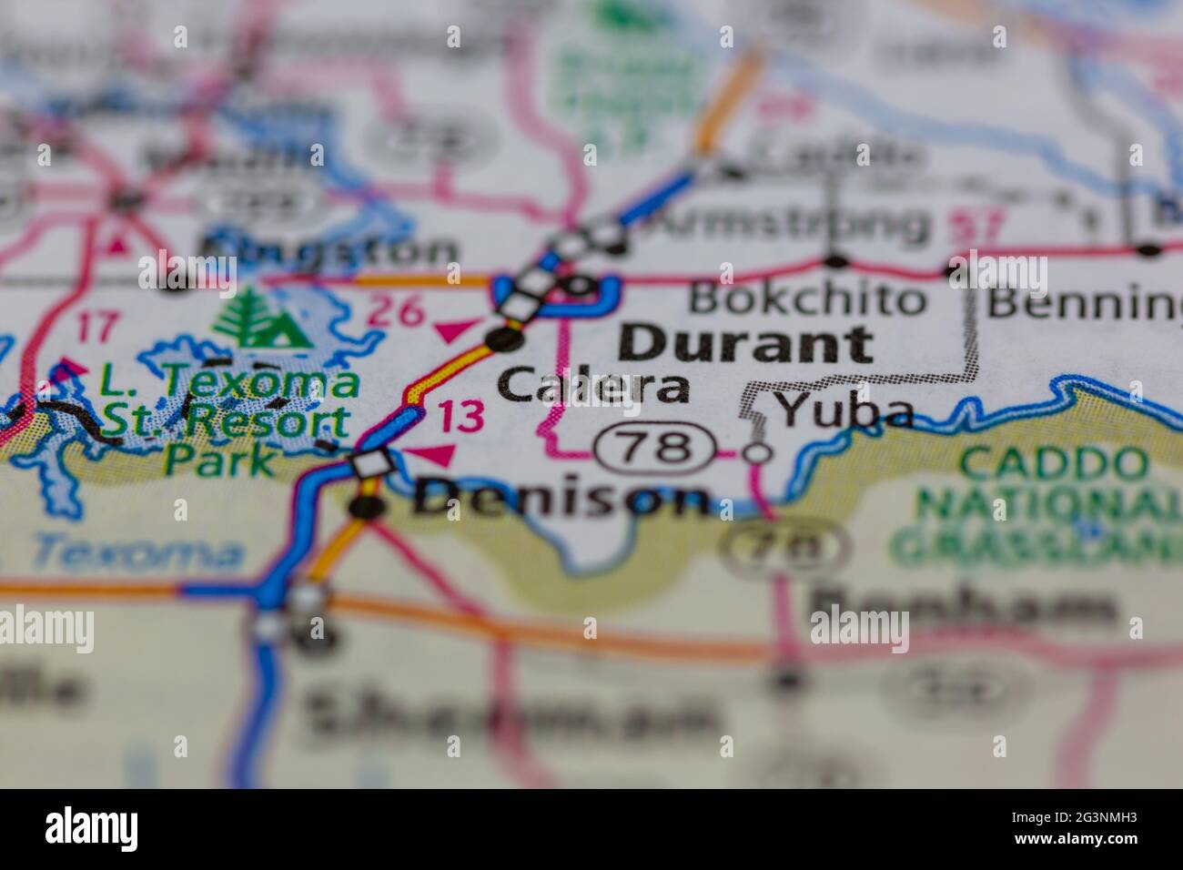 Calera Oklahoma USA shown on a Geography map or road map Stock Photo