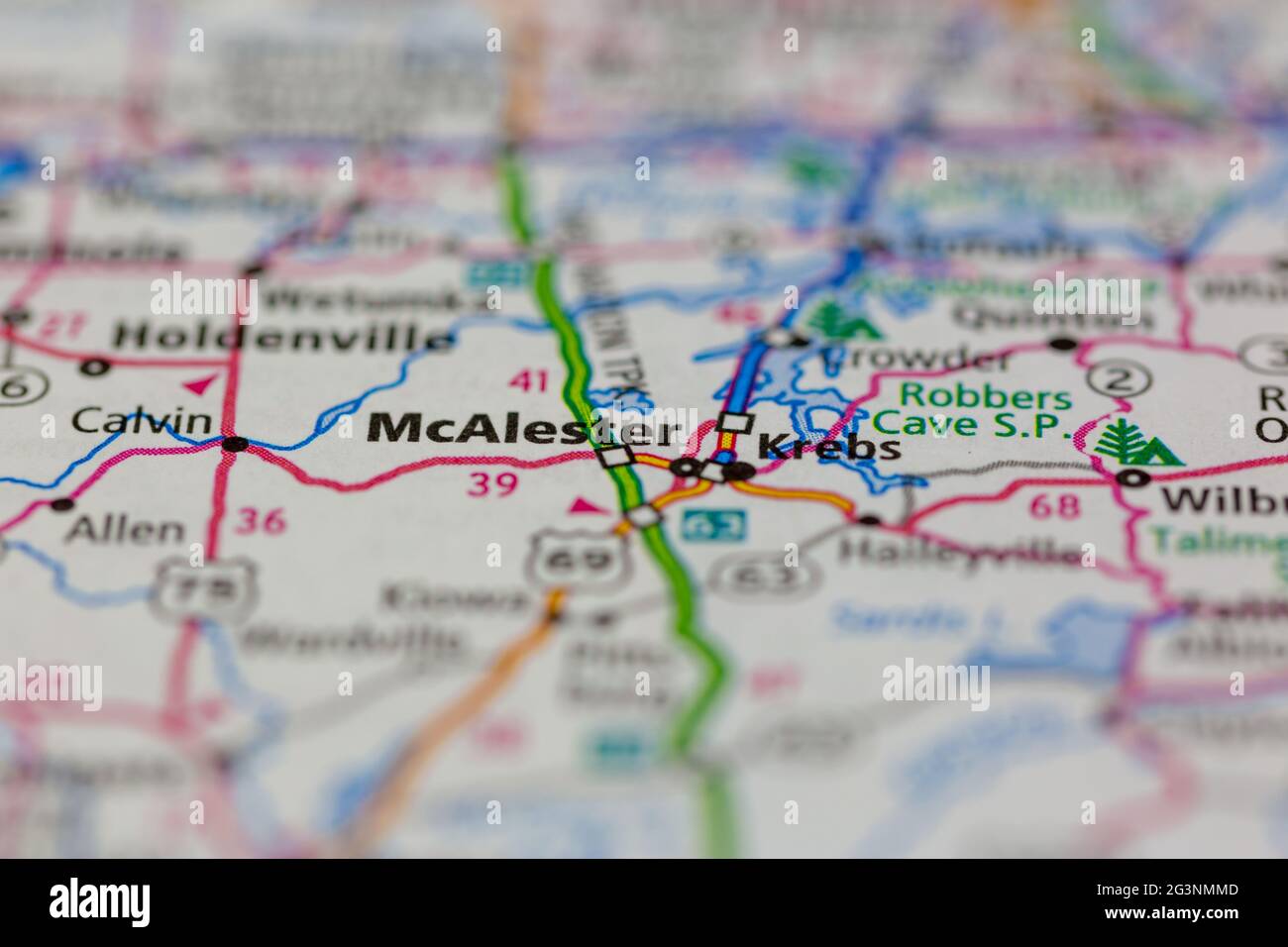 McAlester Oklahoma USA shown on a Geography map or road map Stock Photo
