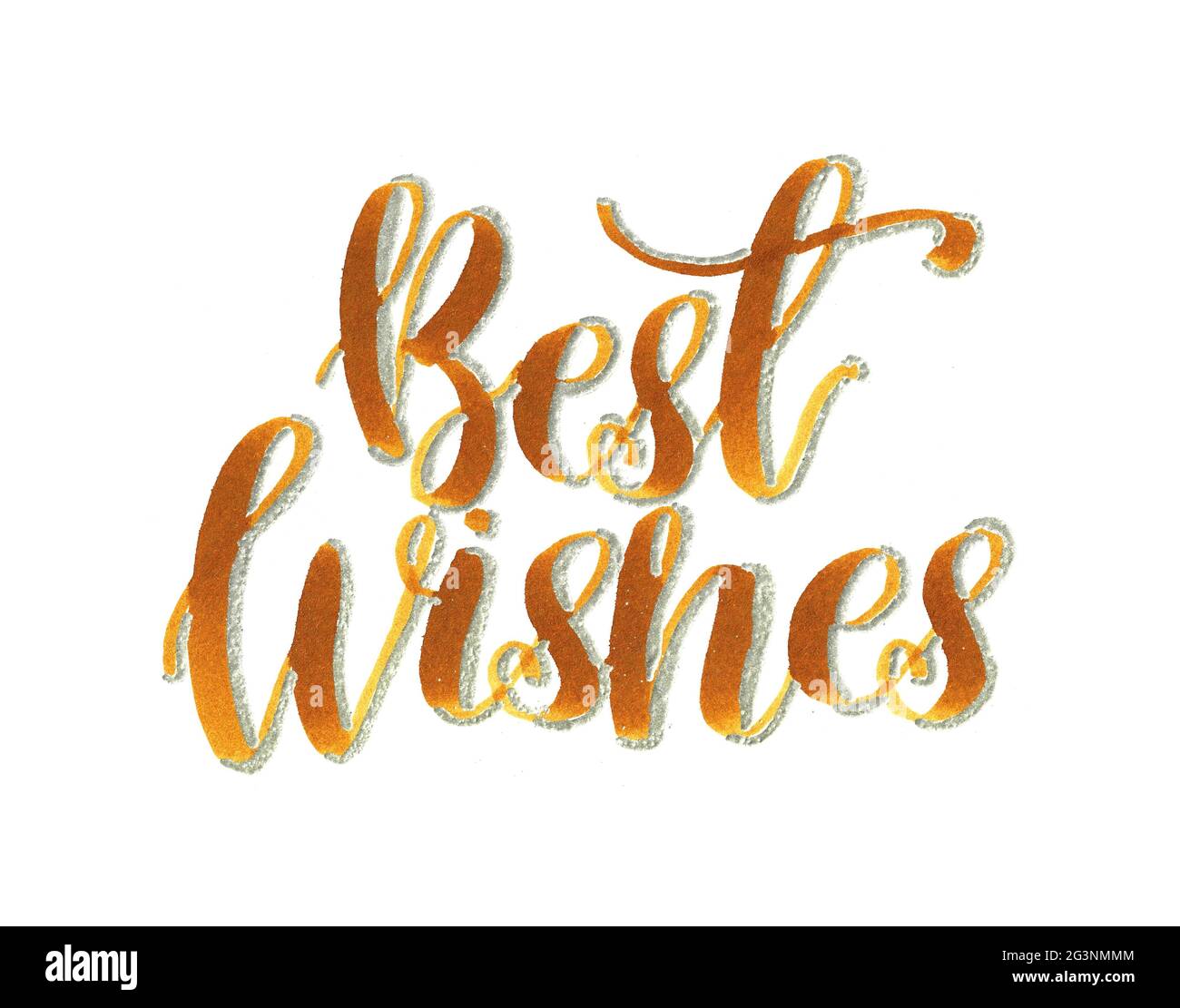 Best Wishes handmade card with hot embossing technique and brush pen
