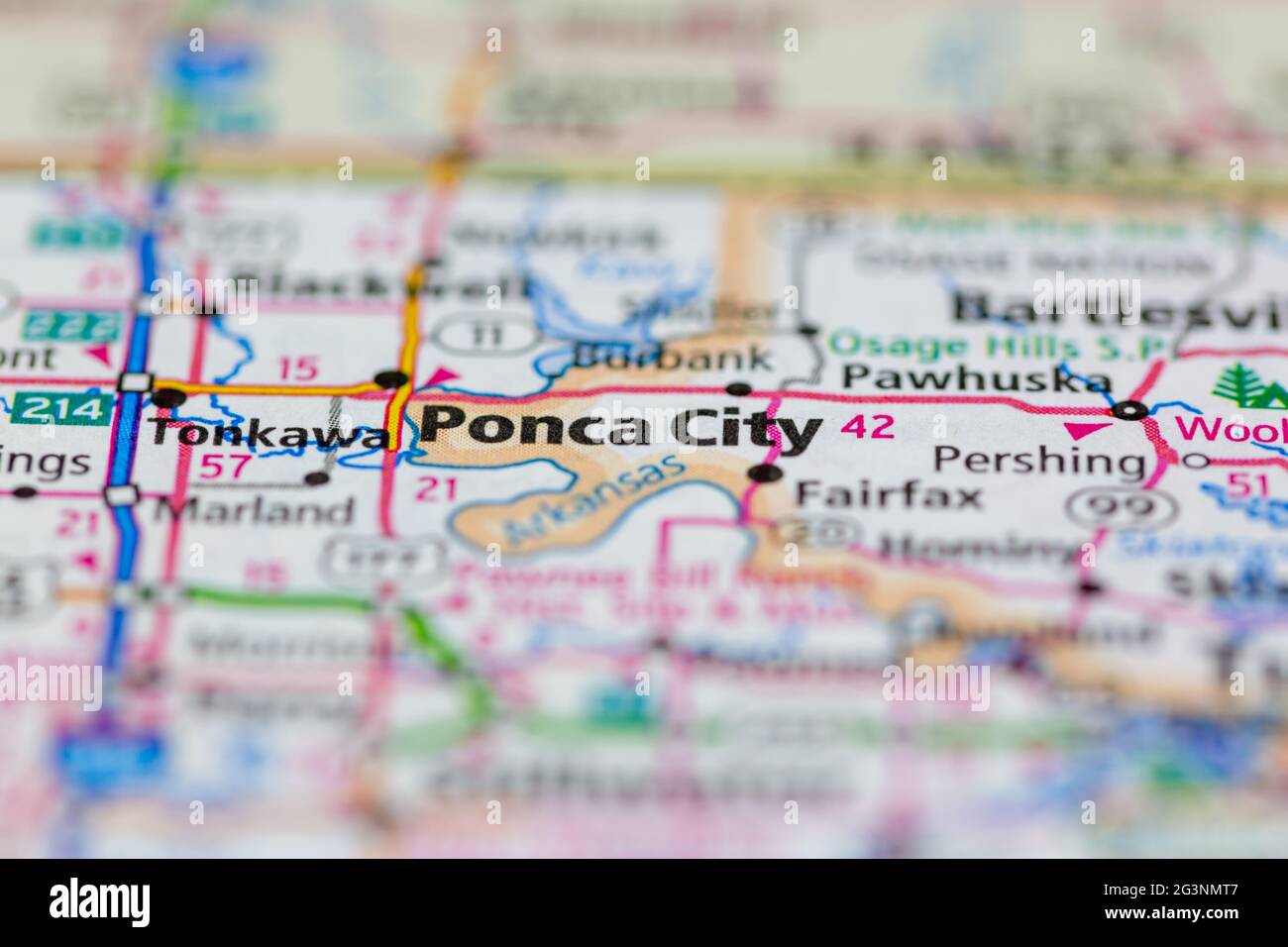 Ponca City Oklahoma USA shown on a Geography map or road map Stock