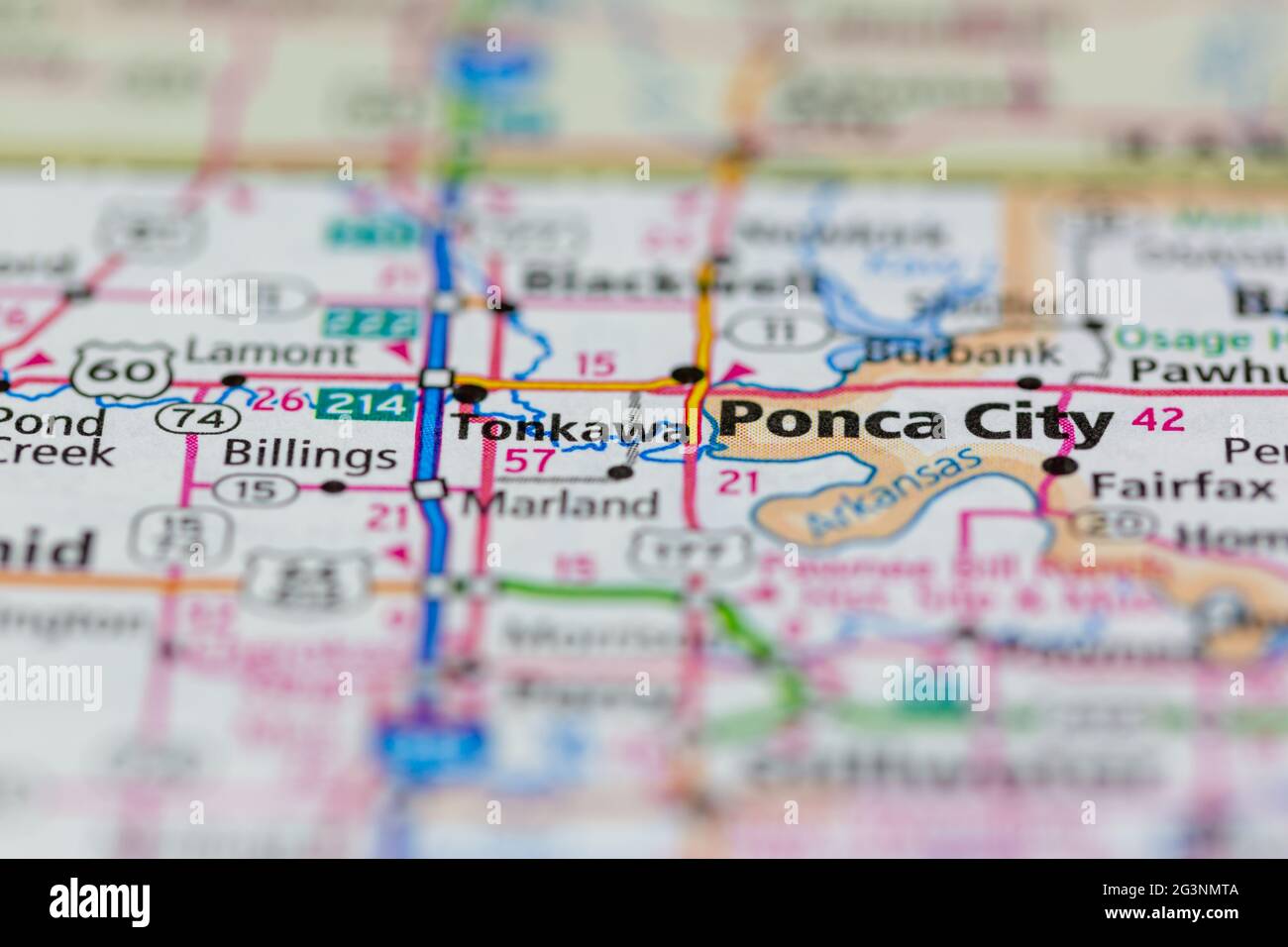 Tonkawa on a map hires stock photography and images Alamy