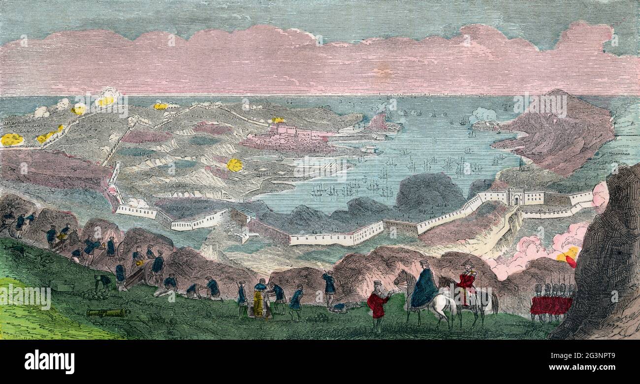 View of Sebastopol at the final assault, 1855.  From An Illuminated History of North America, from the earliest period to the present time, published 1860. Stock Photo