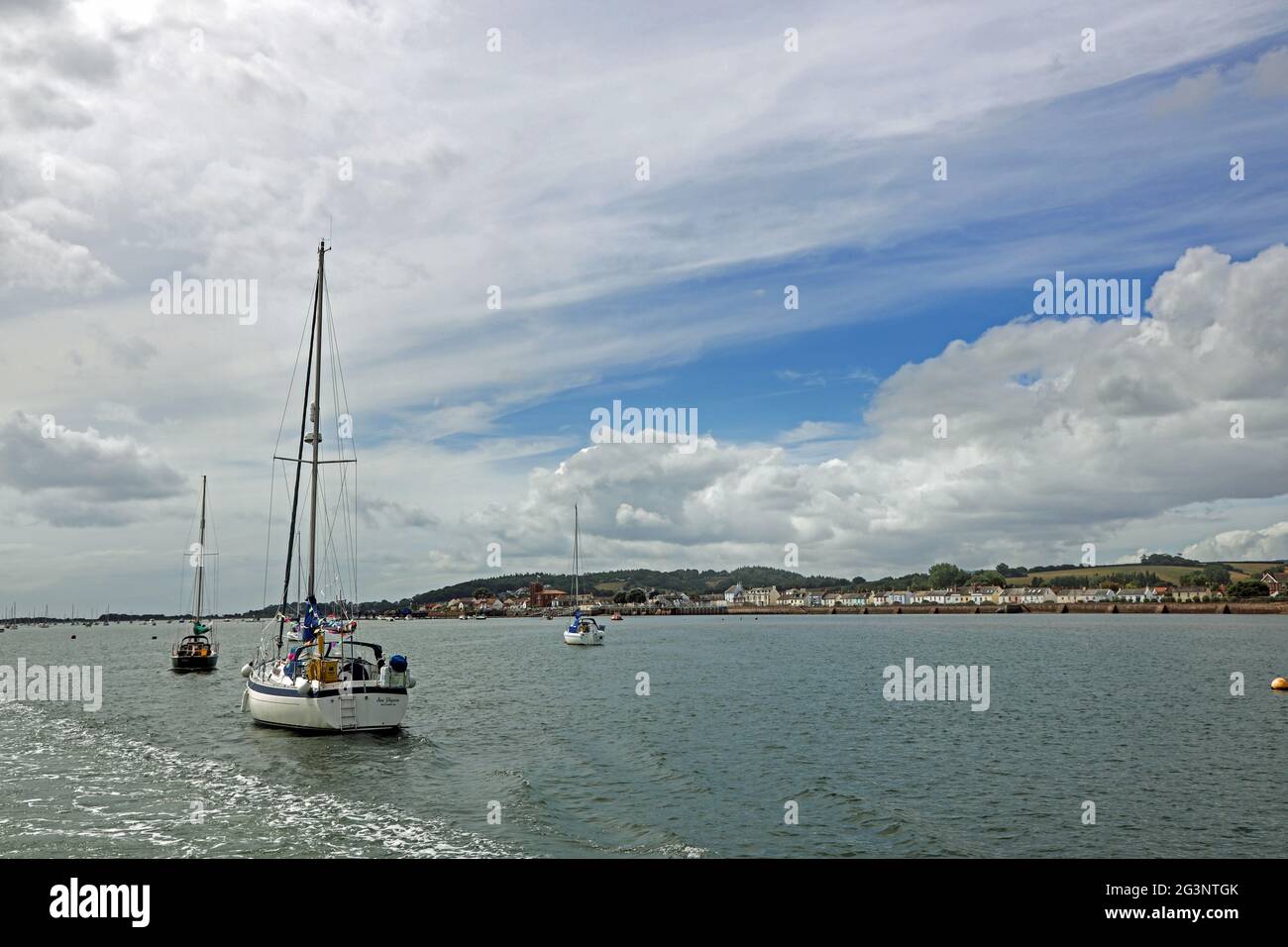 Berthed boats on the River Exe in south Devon Stock Photo