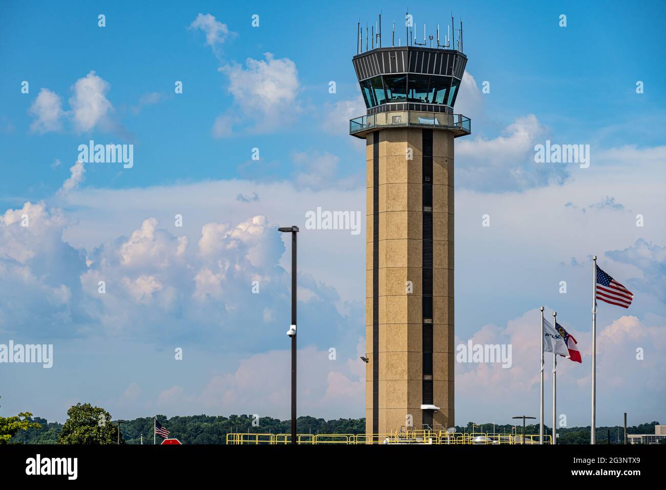 Air traffic control tower at Dekalb-Peachtree Airport (PDK), commonly known as Peachtree-Dekalb, in Metro Atlanta, Georgia. (USA) Stock Photo