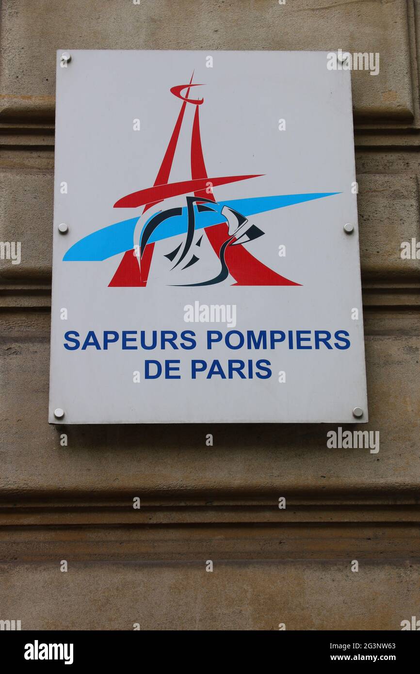 PARIS(75).  SIGN OF SAPPER FIREMAN PARIS Stock Photo