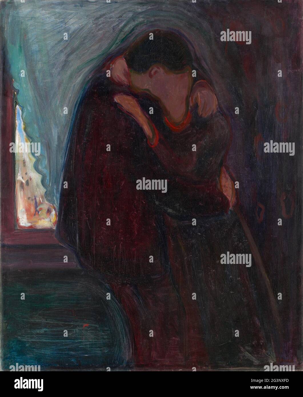 Title: The Kiss Creator:  Edvard Munch Date: 1897 Medium: oil on canvas Dimensions: 99x81 cms Location: Munch-museet, Oslo, Norway Stock Photo
