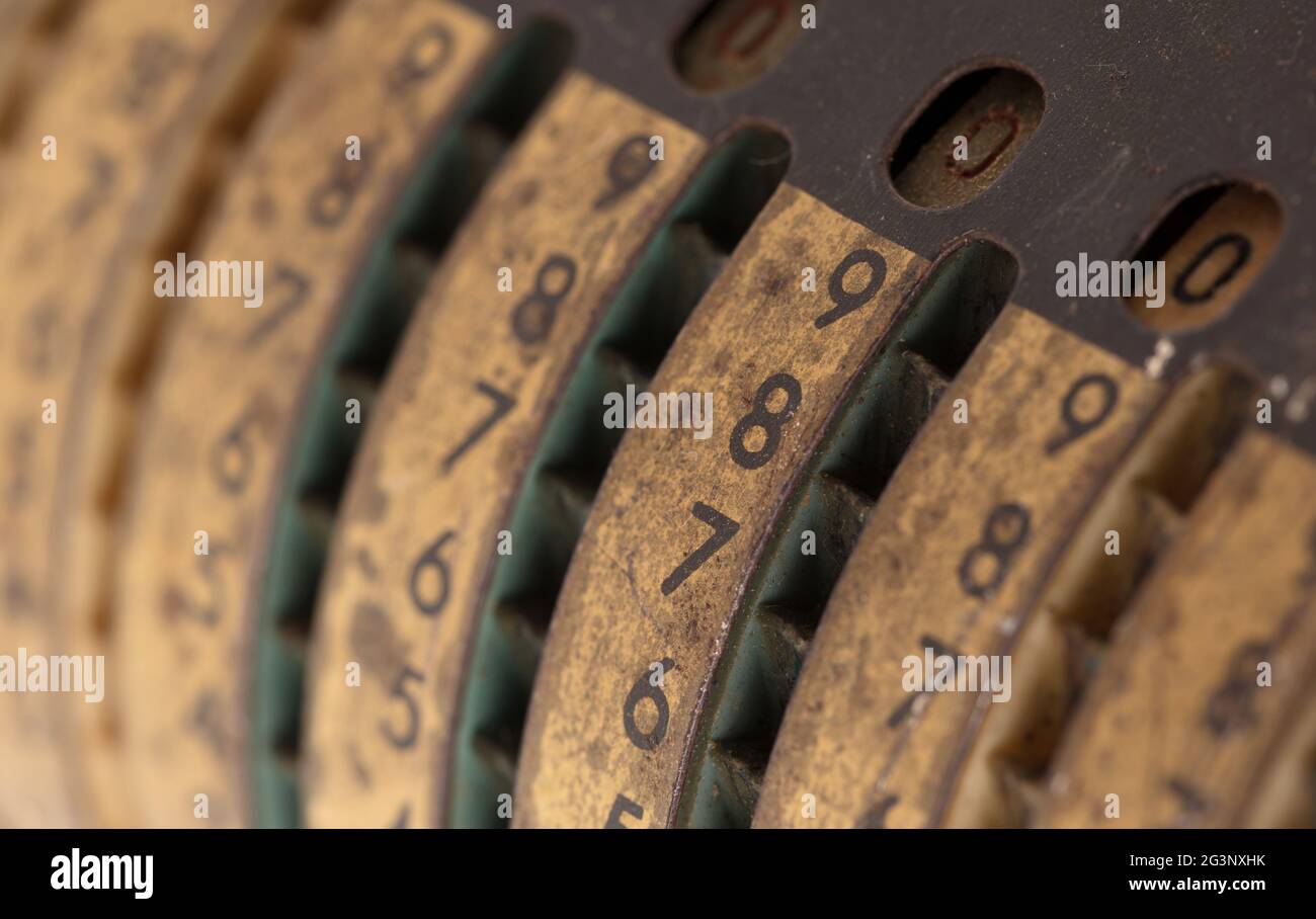 Vintage manual adding machine isolated Stock Photo Alamy