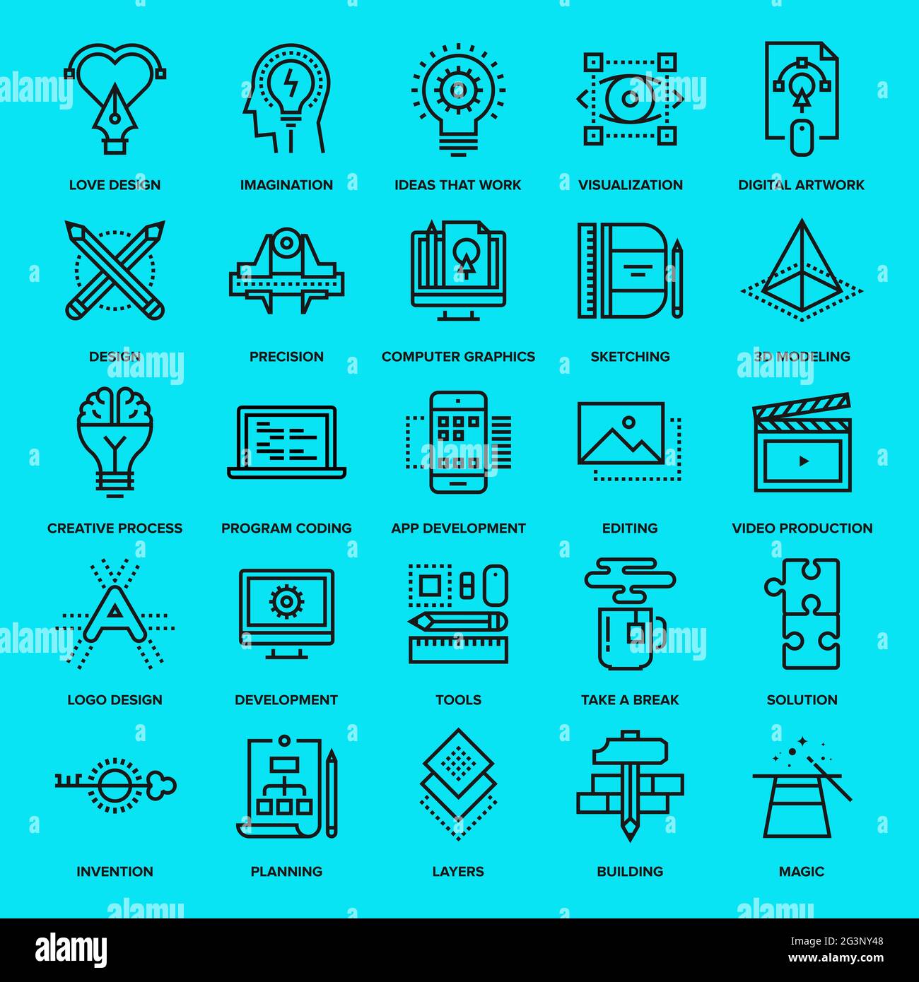 Graphic design icons package. Digital art Stock Photo - Alamy