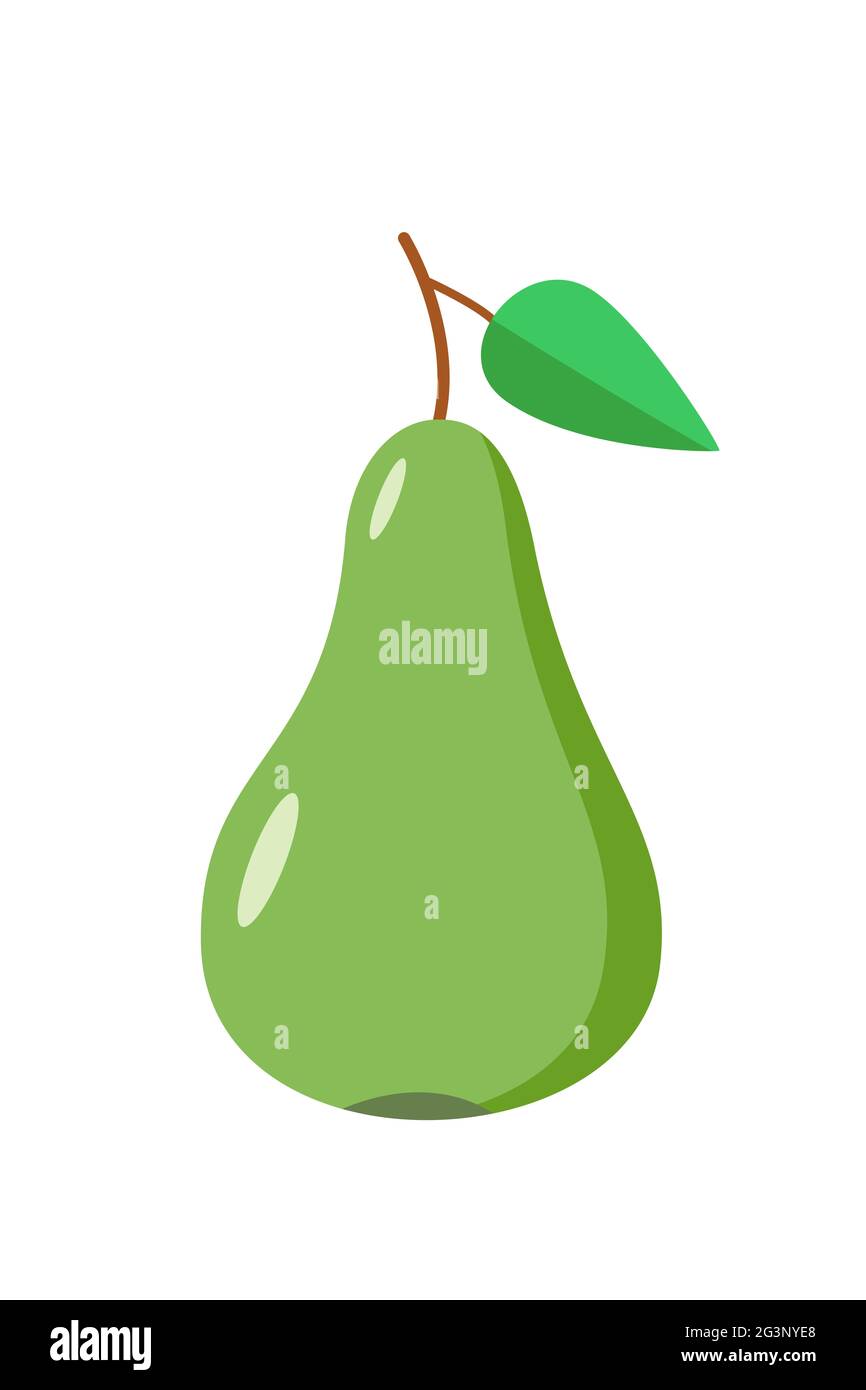 Green pear isolated on white background. Vector illustration one pear ...