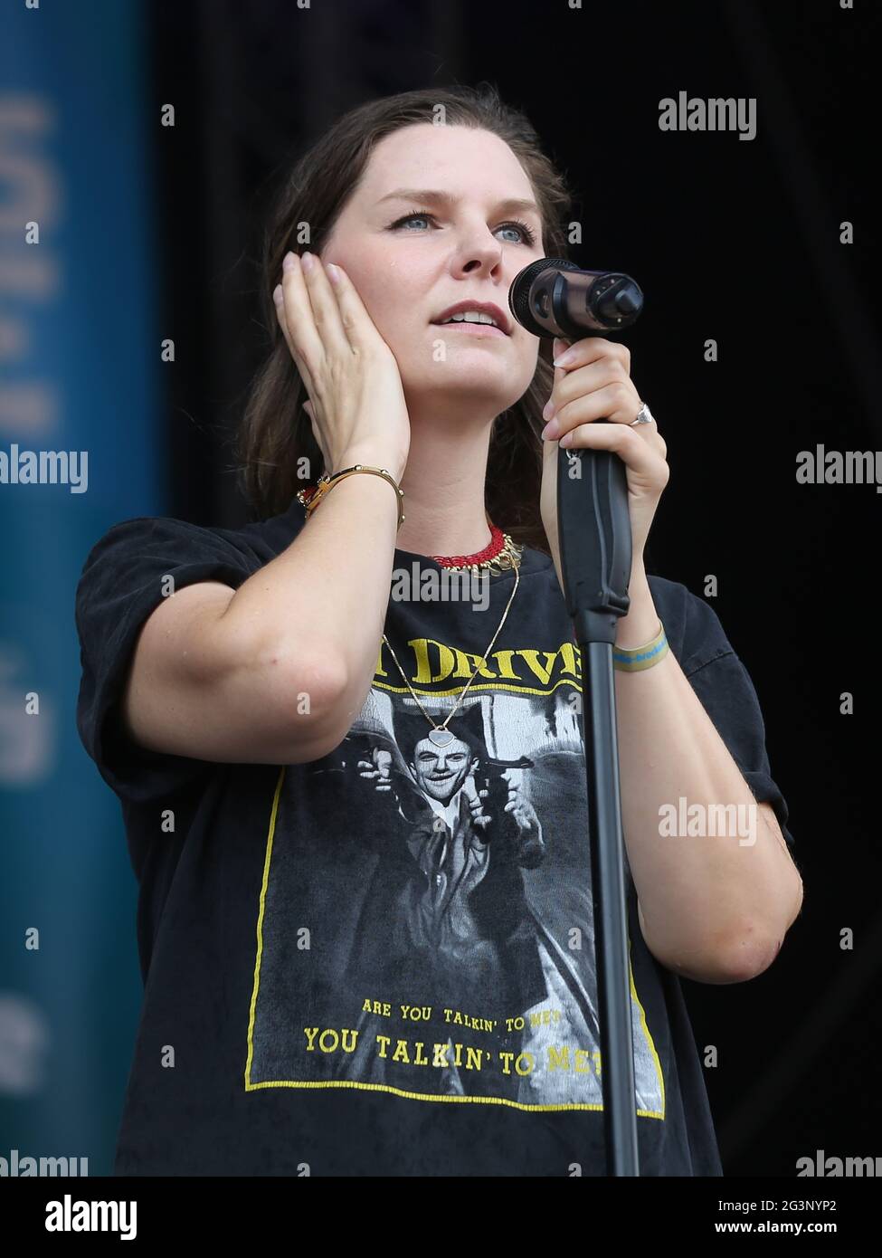 Singer Eva Briegel from the band Juli at STARS for FREE on 25.08.2019 in Magdeburg Stock Photo