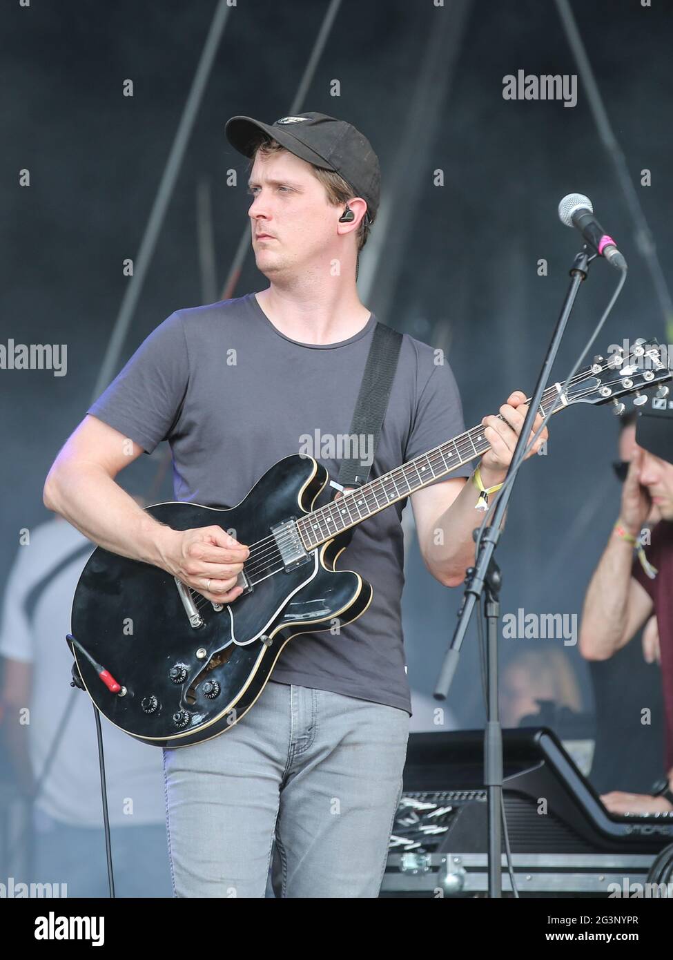 Guitarist Jonas Pfetzing from the band Juli at STARS for FREE on 25.08.2019 in Magdeburg Stock Photo