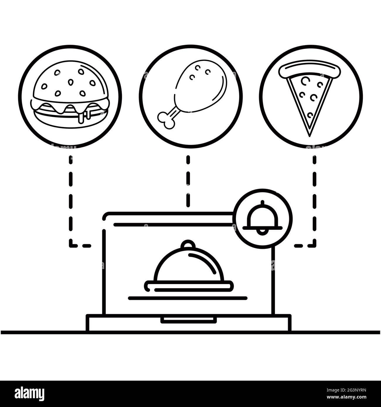 order food on a laptop Stock Vector