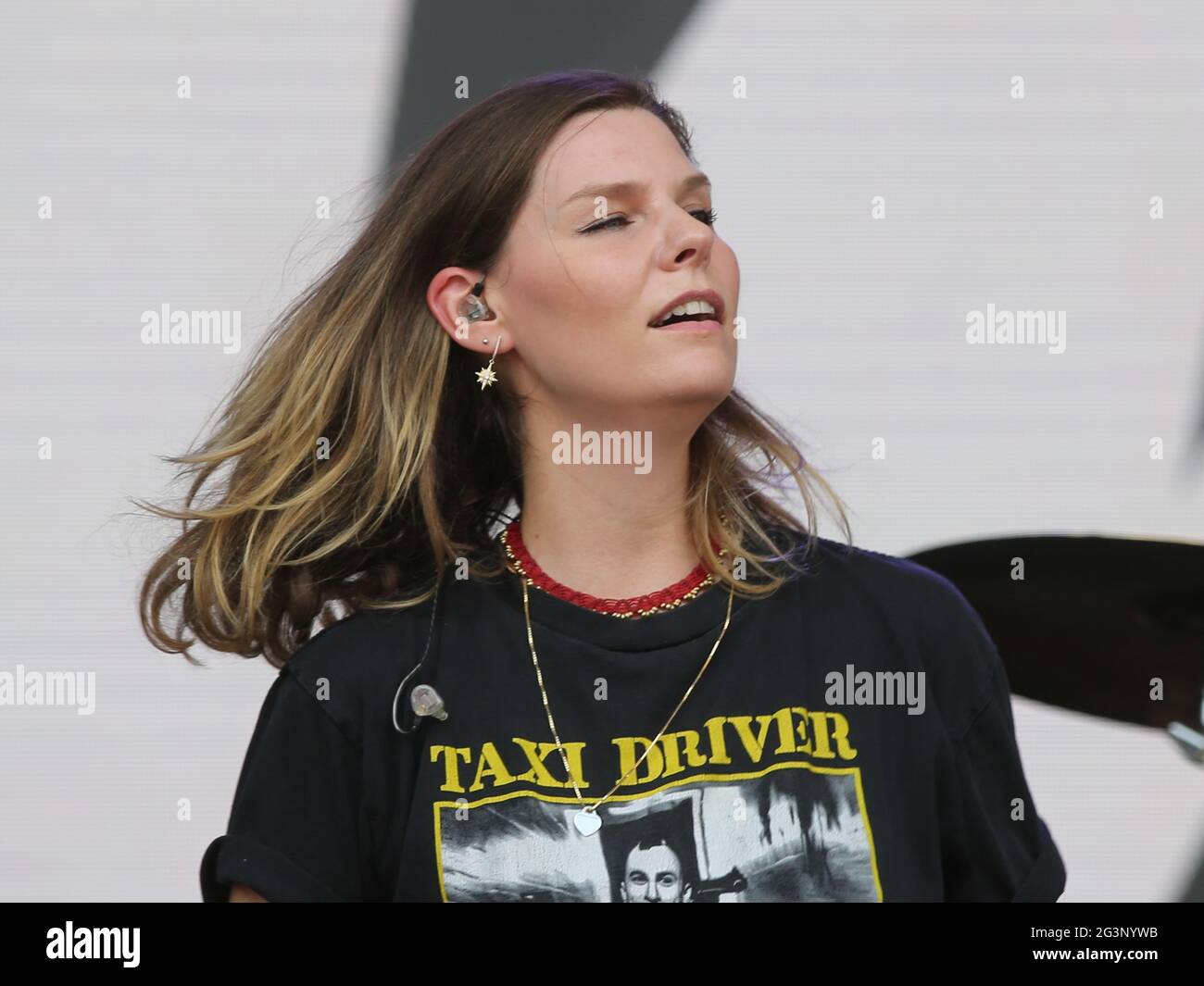 Singer Eva Briegel from the band Juli at STARS for FREE on 25.08.2019 in Magdeburg Stock Photo