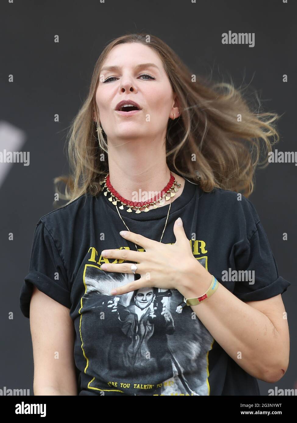 Singer Eva Briegel from the band Juli at STARS for FREE on 25.08.2019 in Magdeburg Stock Photo