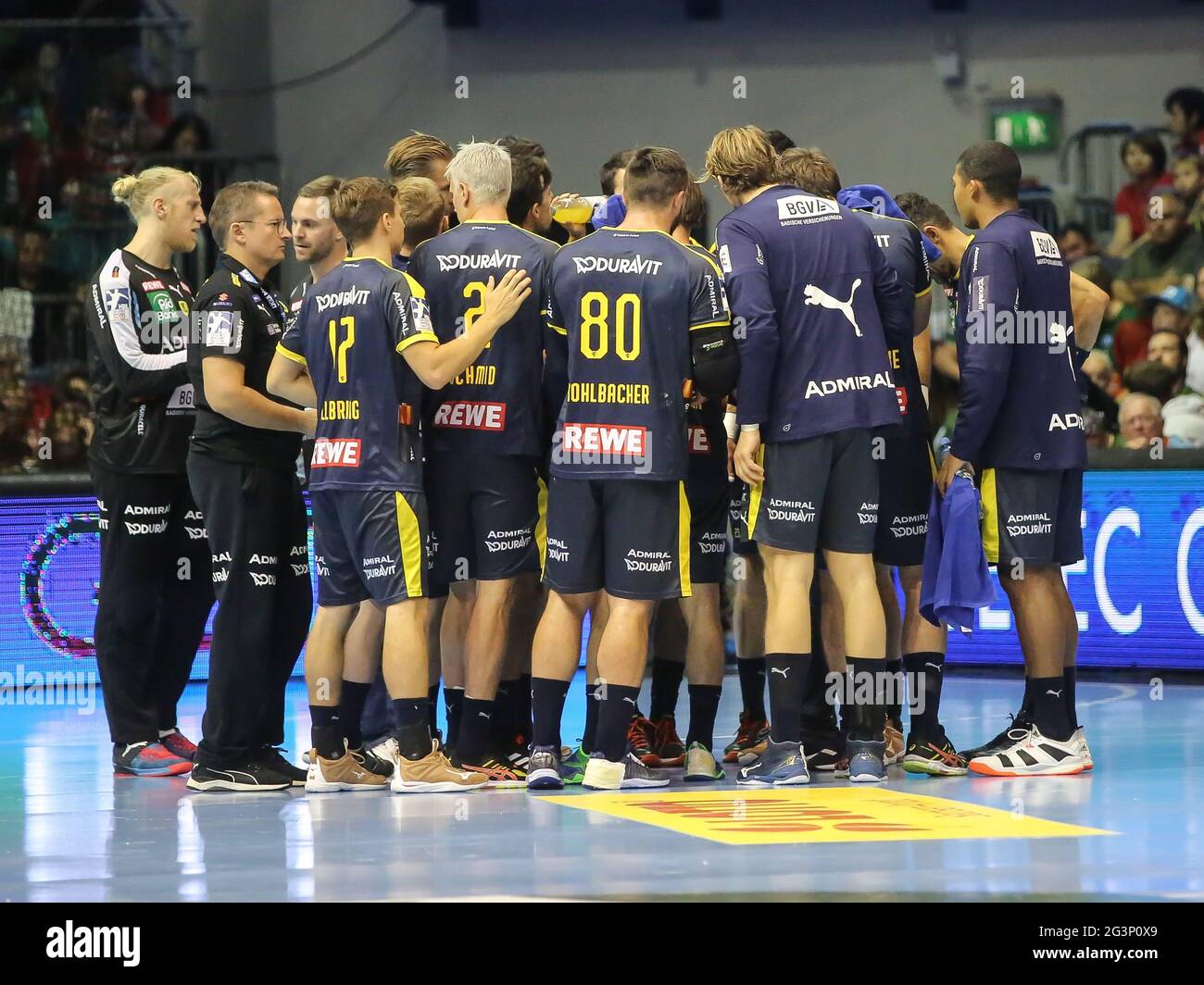 Time Out Rhein-Neckar LÃ¶wen HBL Liqui Moly Handball-Bundesliga Saison 2019-20 Stock Photo