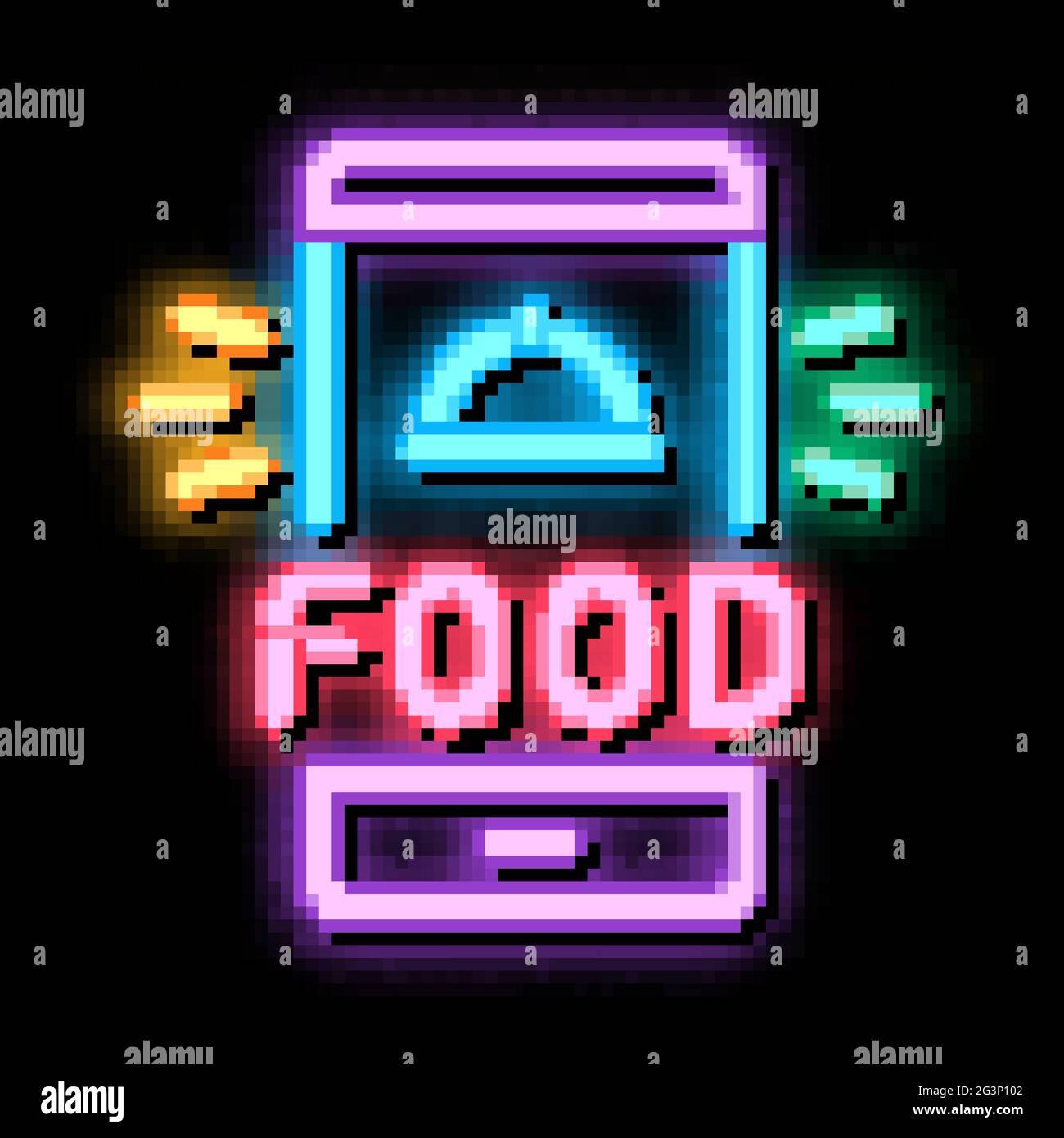food delivery phone alarm neon glow icon illustration Stock Vector ...