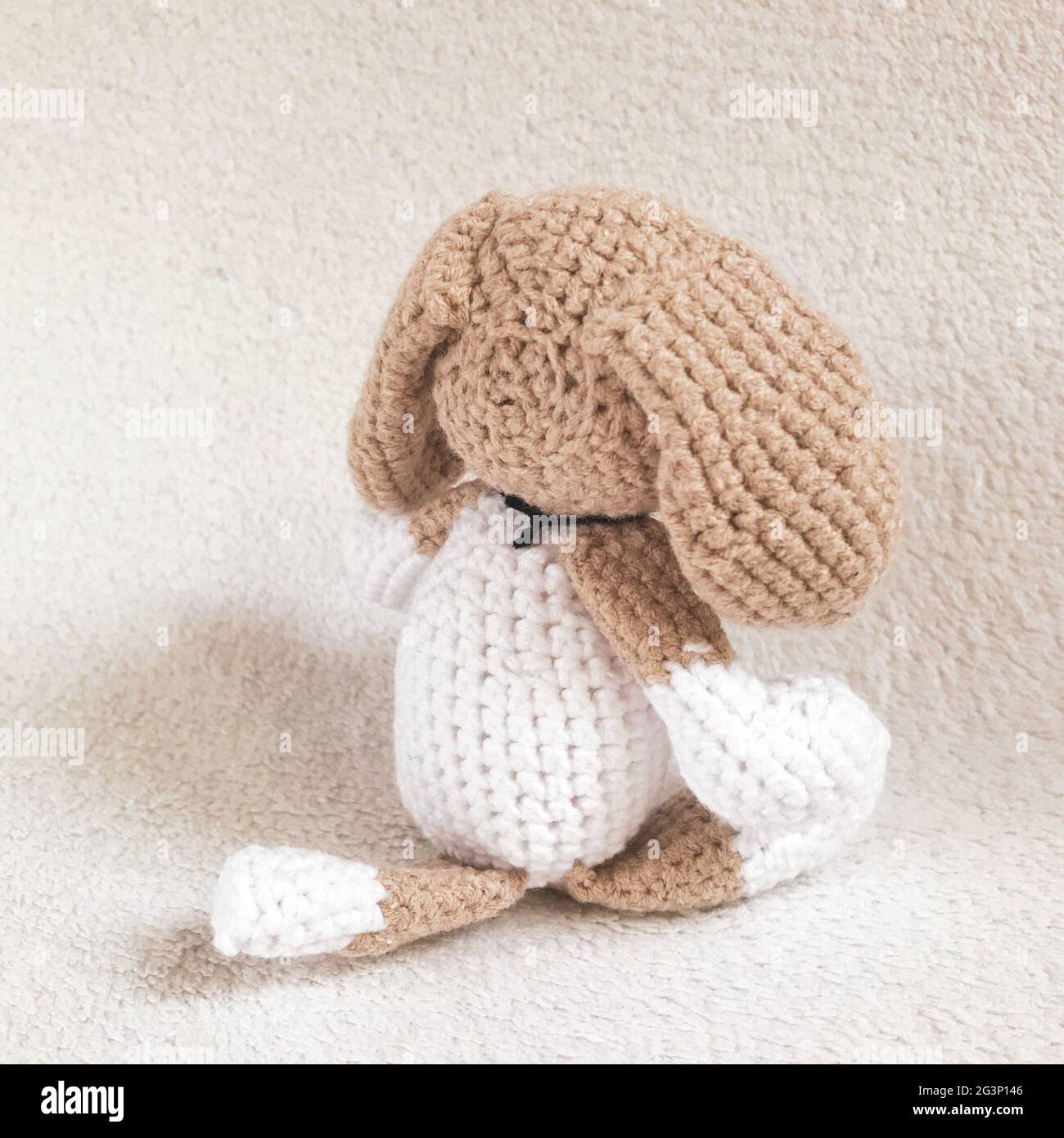 Handmade Crochet Animal Toy - Amigurumi Stuffed Toy - Puppy Dog Stock Photo