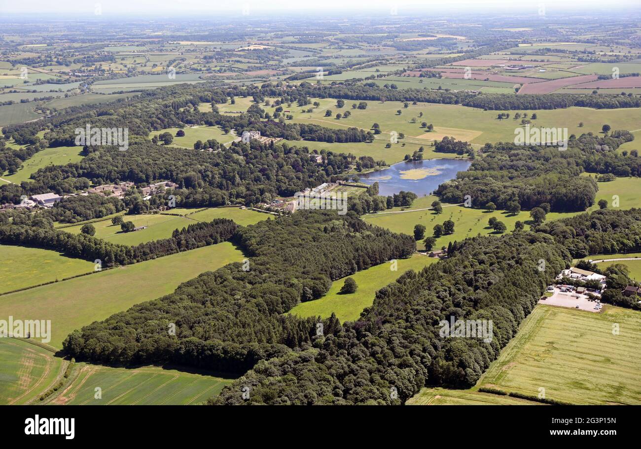 aerial view of the Harewood Estate near Leeds, West Yorkshire Stock Photo
