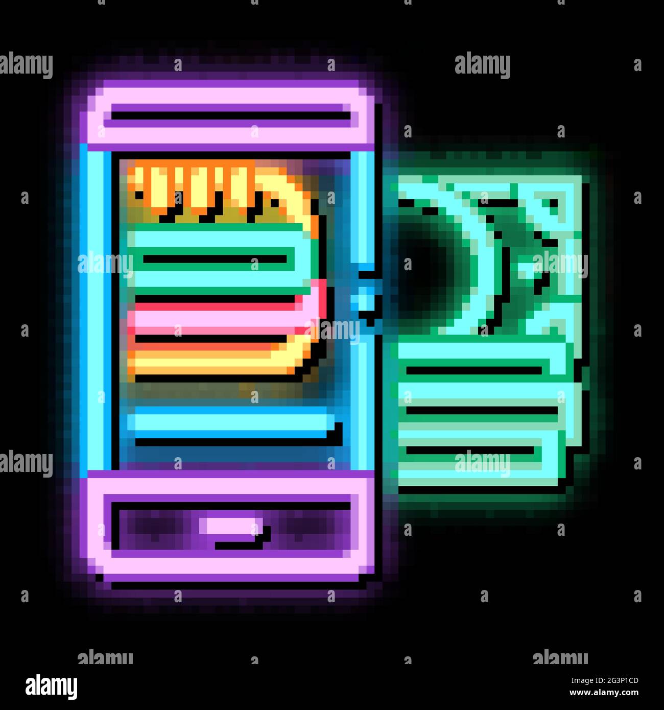 food delivery payment neon glow icon illustration Stock Vector Image ...
