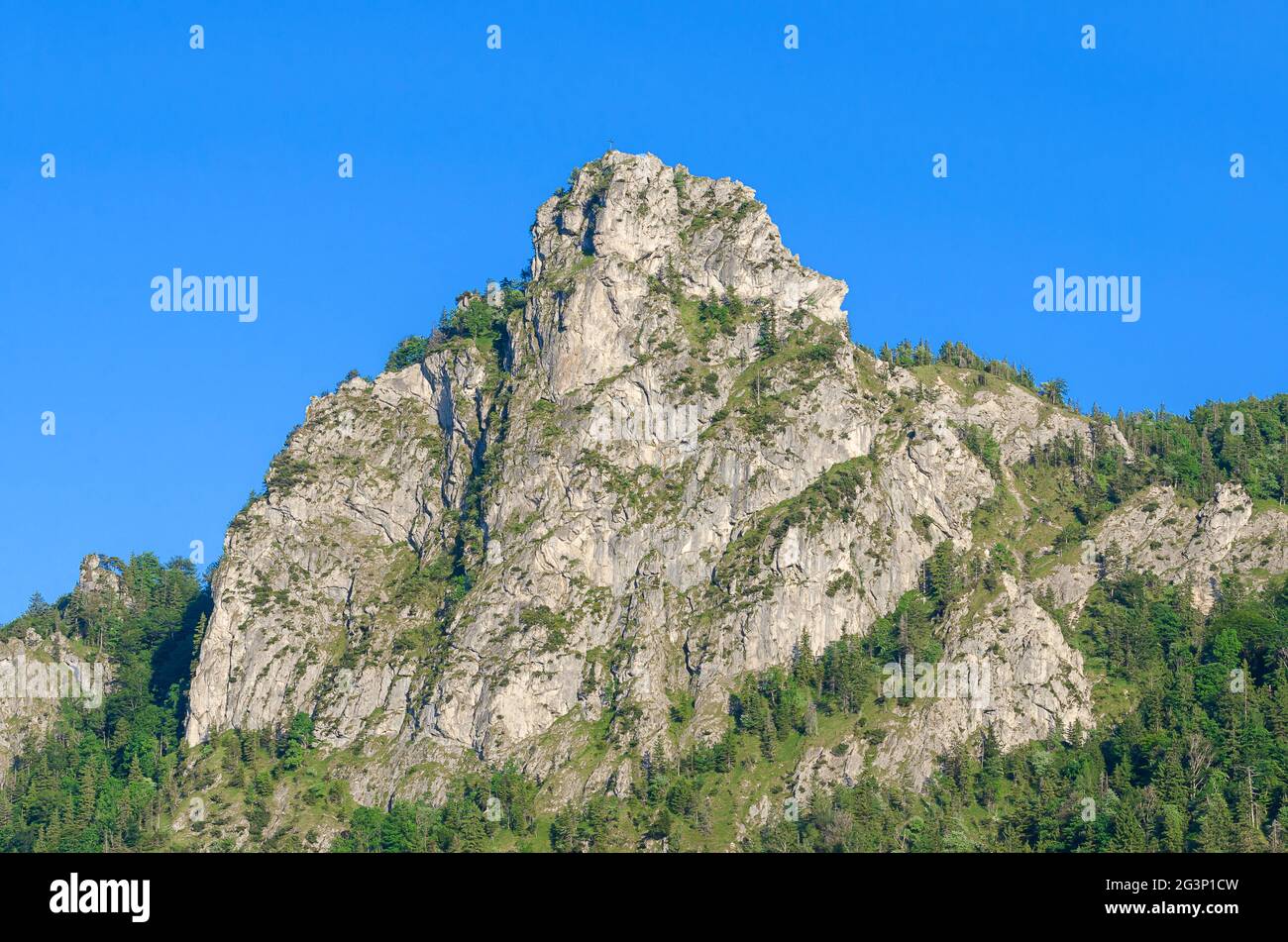 Jagged rock formation Nockstein in Salzburg, Austria, Europe. Belongs to Gaisberg, Hausberg of Salzburg, the foothills of Northern Limestone Alps. Stock Photo
