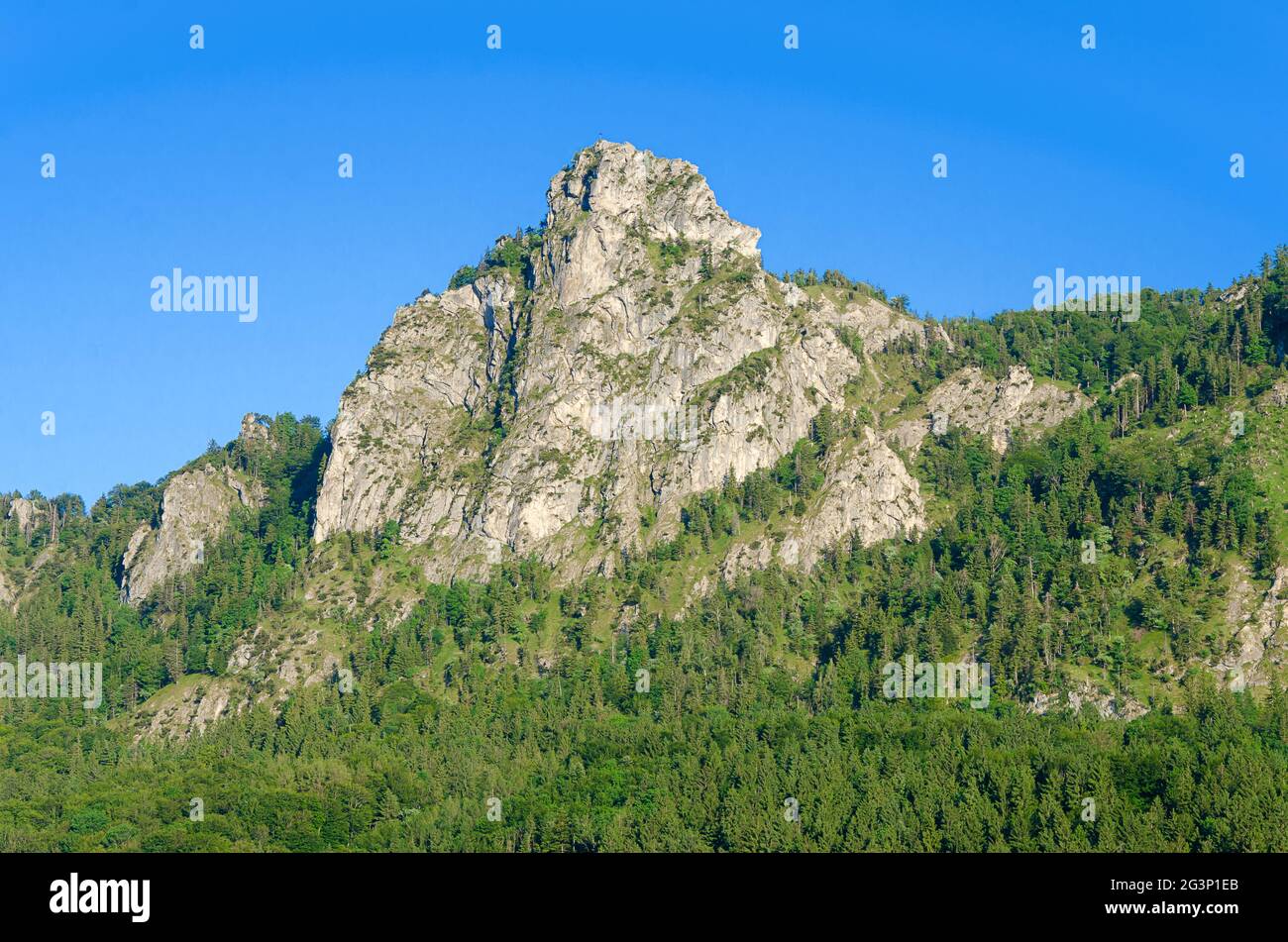 Nockstein, a jagged rock formation in Salzburg, Austria, Europe. Belongs to Gaisberg, Hausberg of Salzburg, the foothills of Northern Limestone Alps. Stock Photo