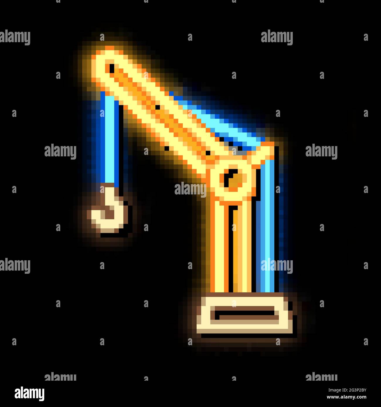 crane with hook neon glow icon illustration Stock Vector