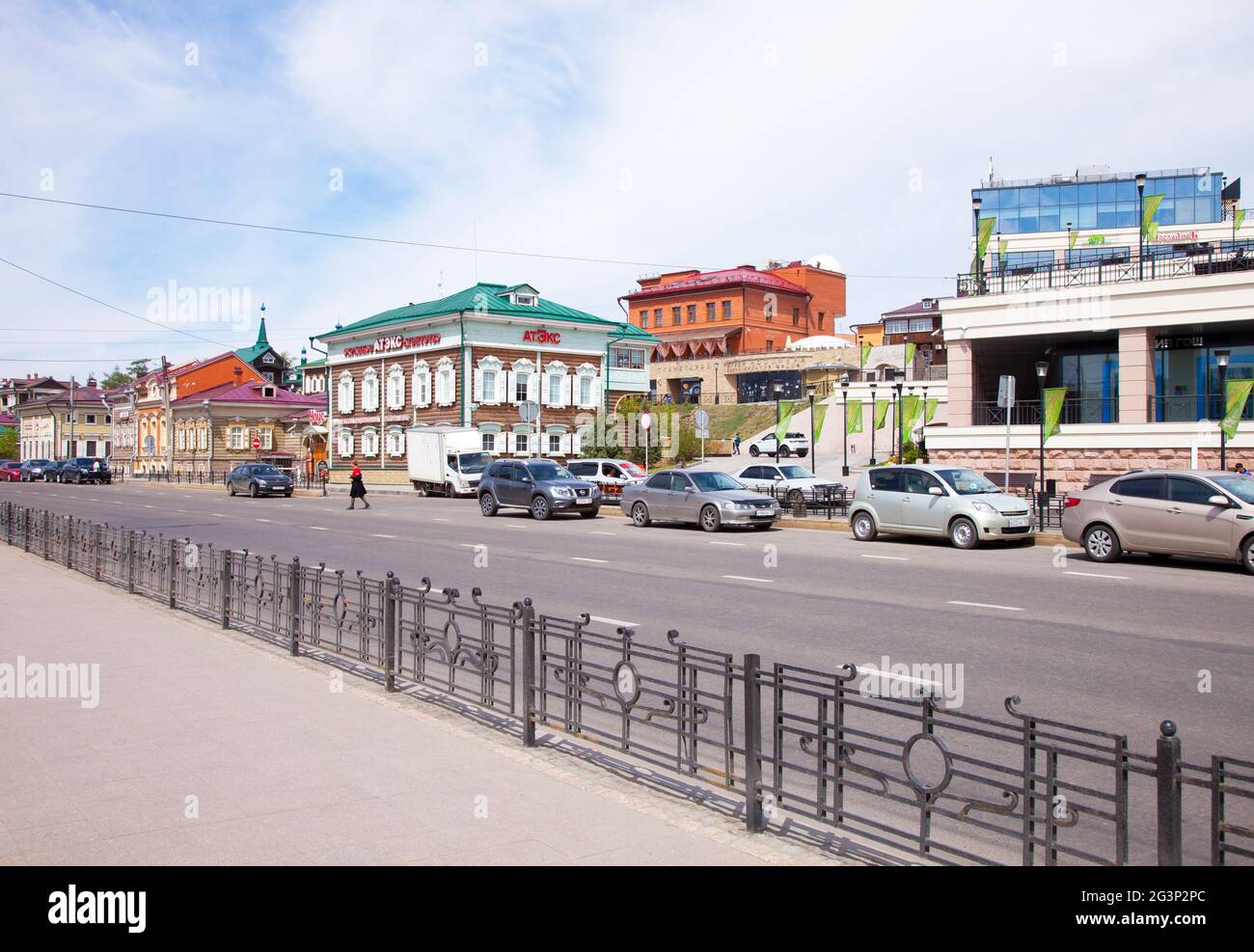 Irkutsk, Russia - May 23, 2019: Street in the Irkutsk Sloboda area (130 Quarter), Russia. Stock Photo