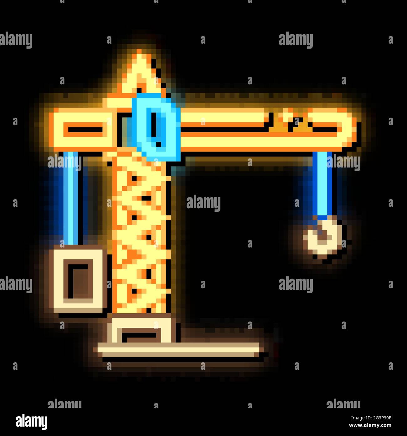 crane construction neon glow icon illustration Stock Vector