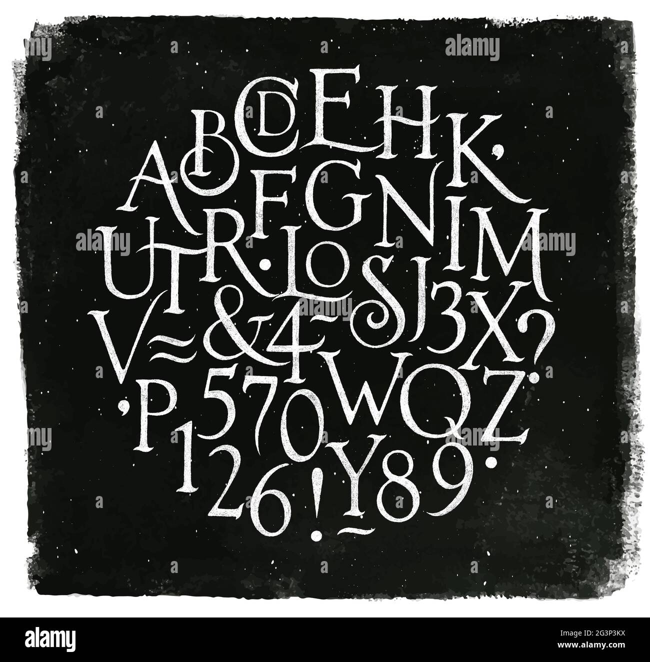 Vintage font in retro style drawing with chalk on chalkboard background