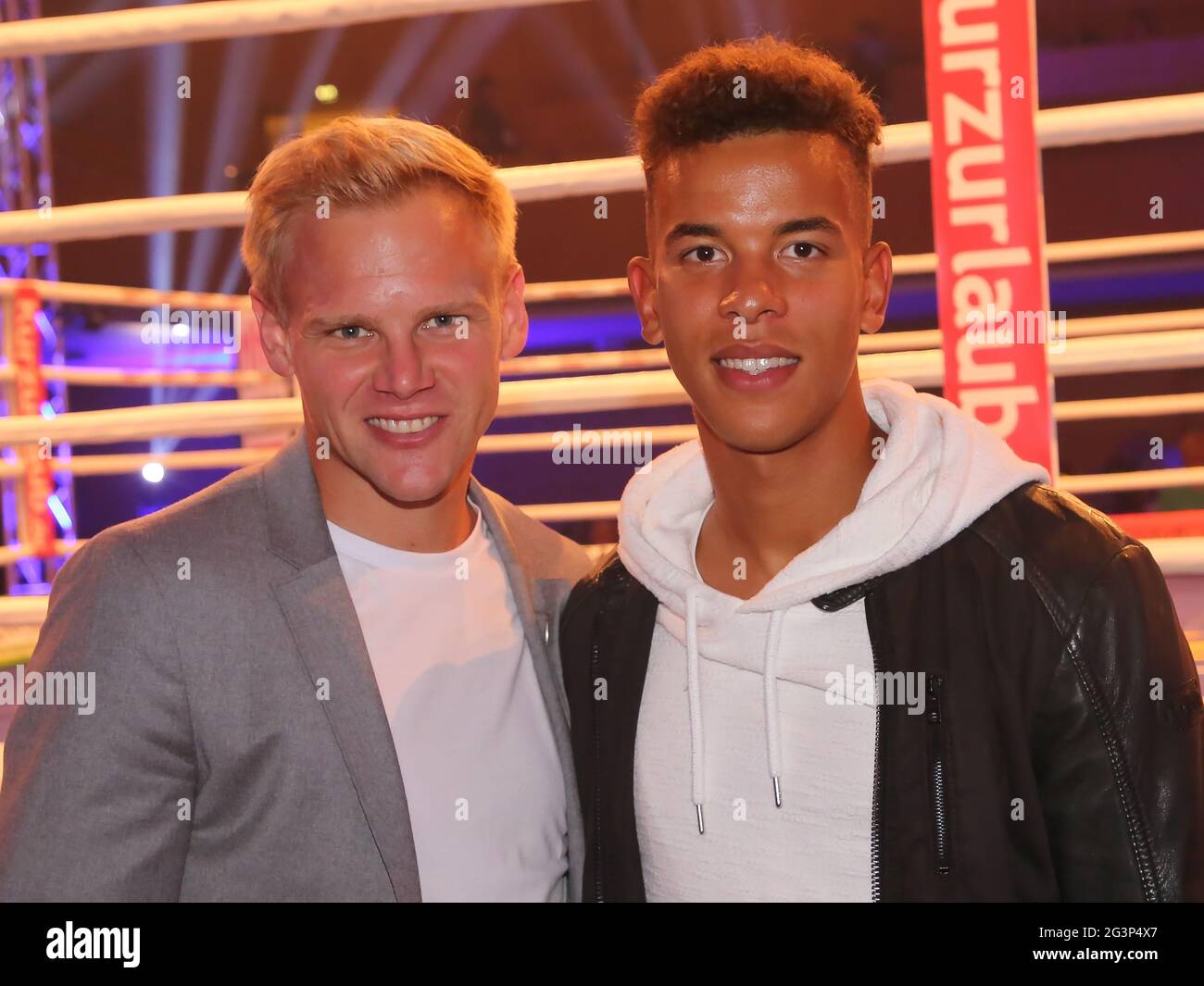 Soccer players SÃ¶ren Bertram and Marcel Costly 1st fc magdeburg SES Boxing Gala 28.9.19 Magdeburg Stock Photo