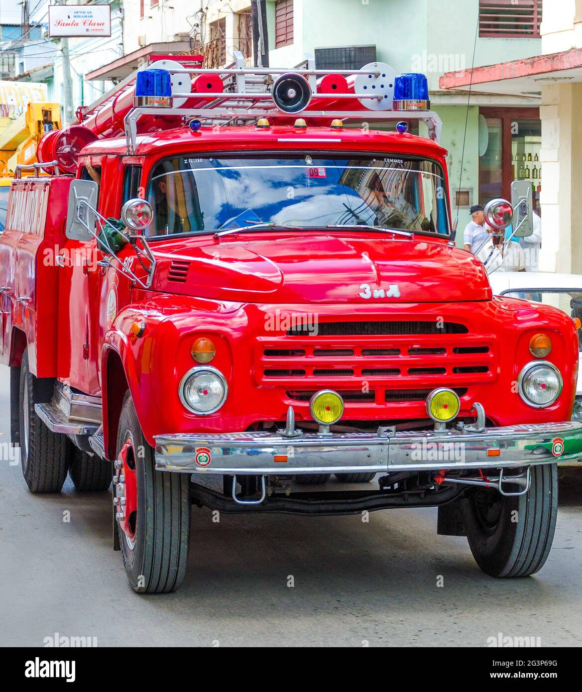 Means of Transport in Cuba Russian Fire Truck Circulating, the Cuban