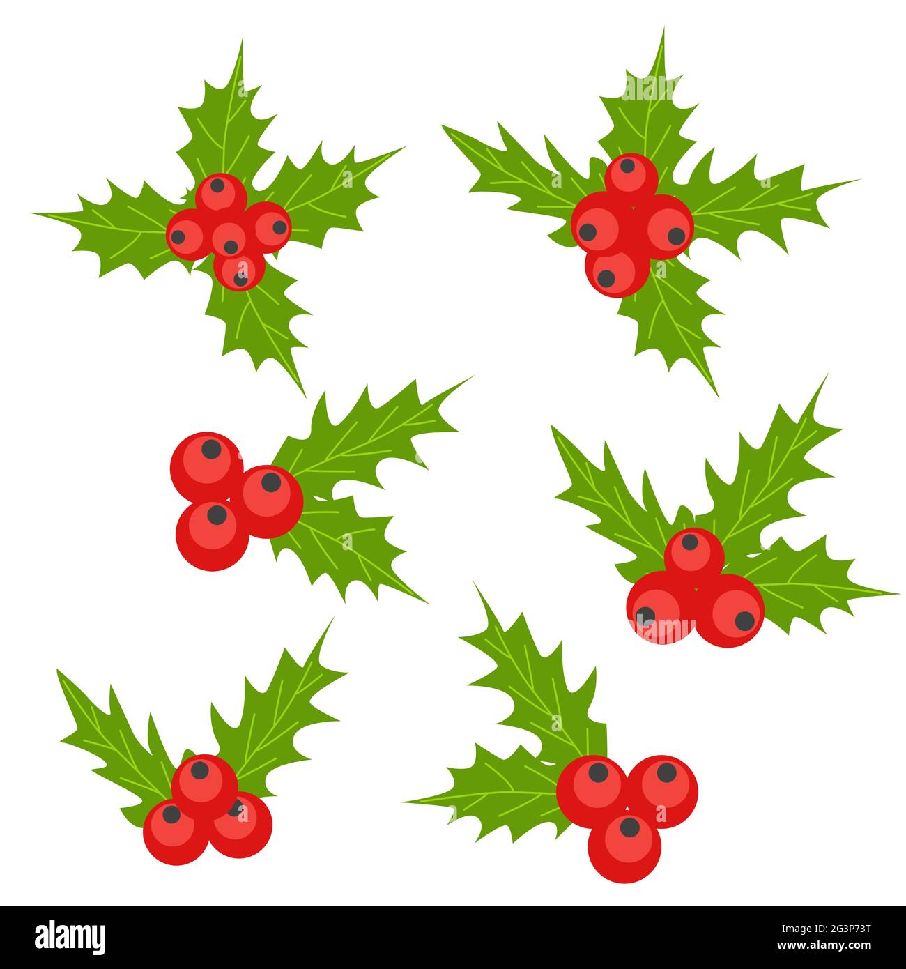 Set of holly berry Christmas symbols. Christmas and holiday decor Stock