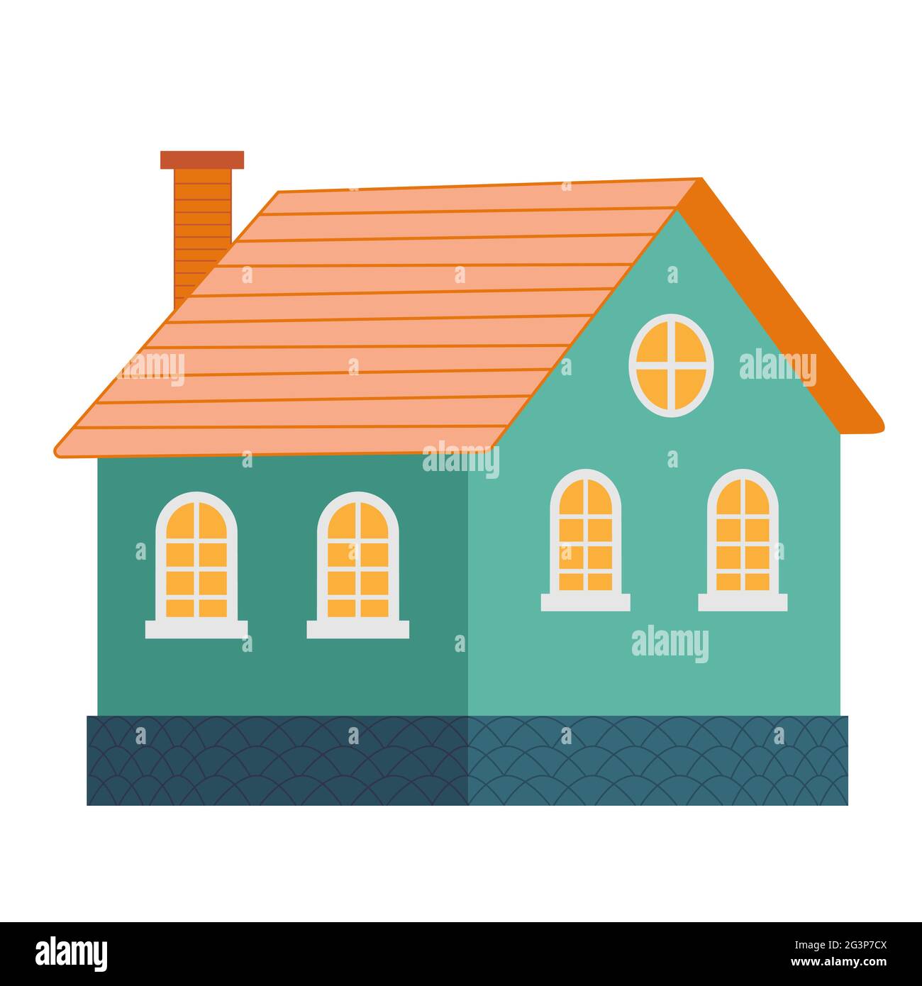 illustration of cool detailed turquoise house icon isolated on white background. Stock Vector
