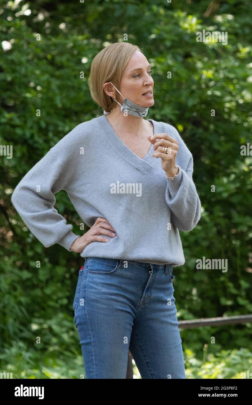 New York - NY - 20210518 - Uma Thurman On Set with 'Suspicion' in