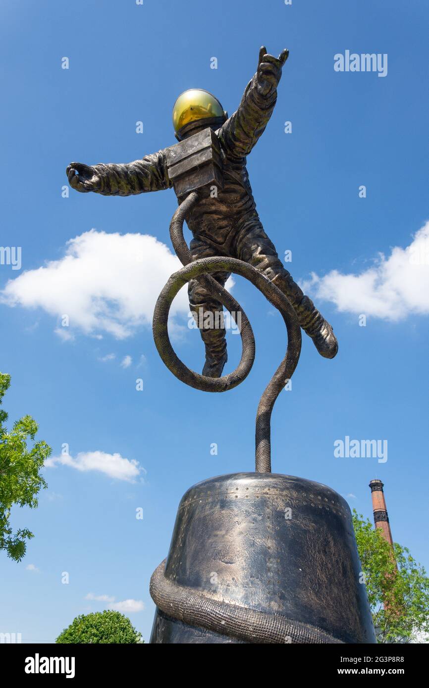 The Pioneer Statue outside The National Space Centre, Exploration Drive, Belgrave, Leicester, Leicestershire, England, United Kingdom Stock Photo