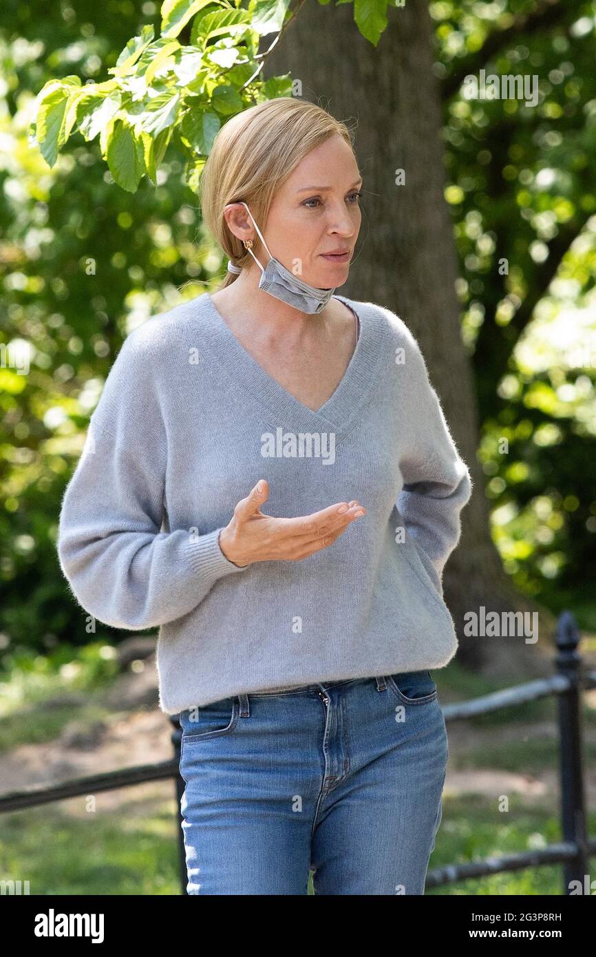 New York - NY - 20210518 - Uma Thurman On Set with 'Suspicion' in