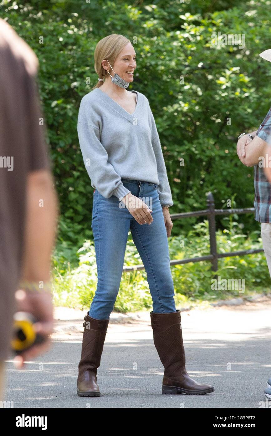 New York - NY - 20210518 - Uma Thurman On Set with 'Suspicion' in