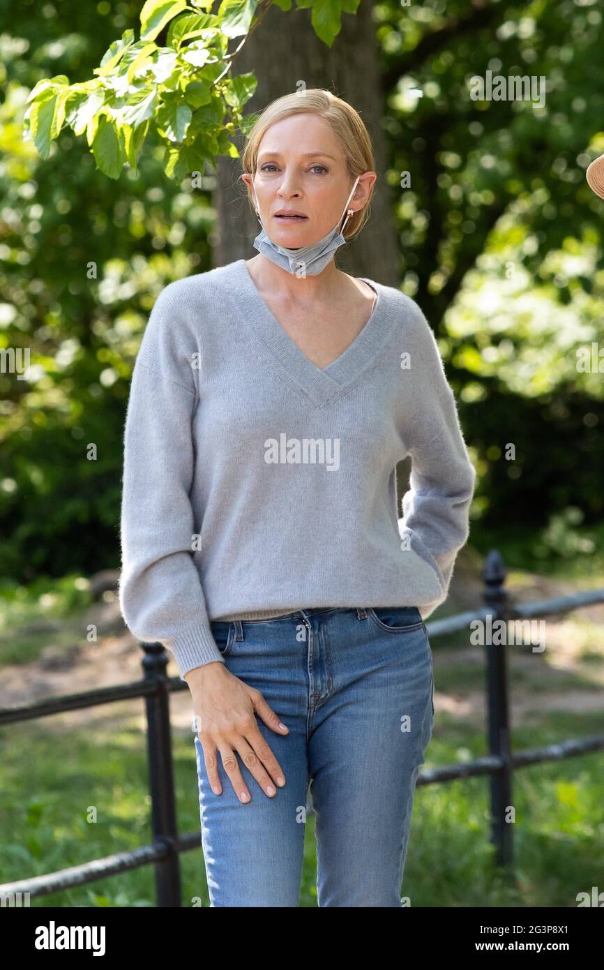 New York - NY - 20210518 - Uma Thurman On Set with 'Suspicion' in