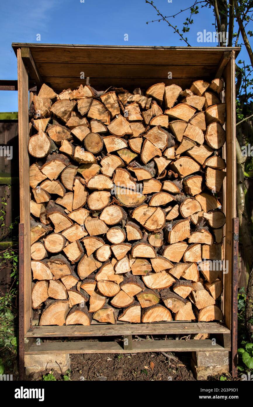 Garden log store Stock Photo
