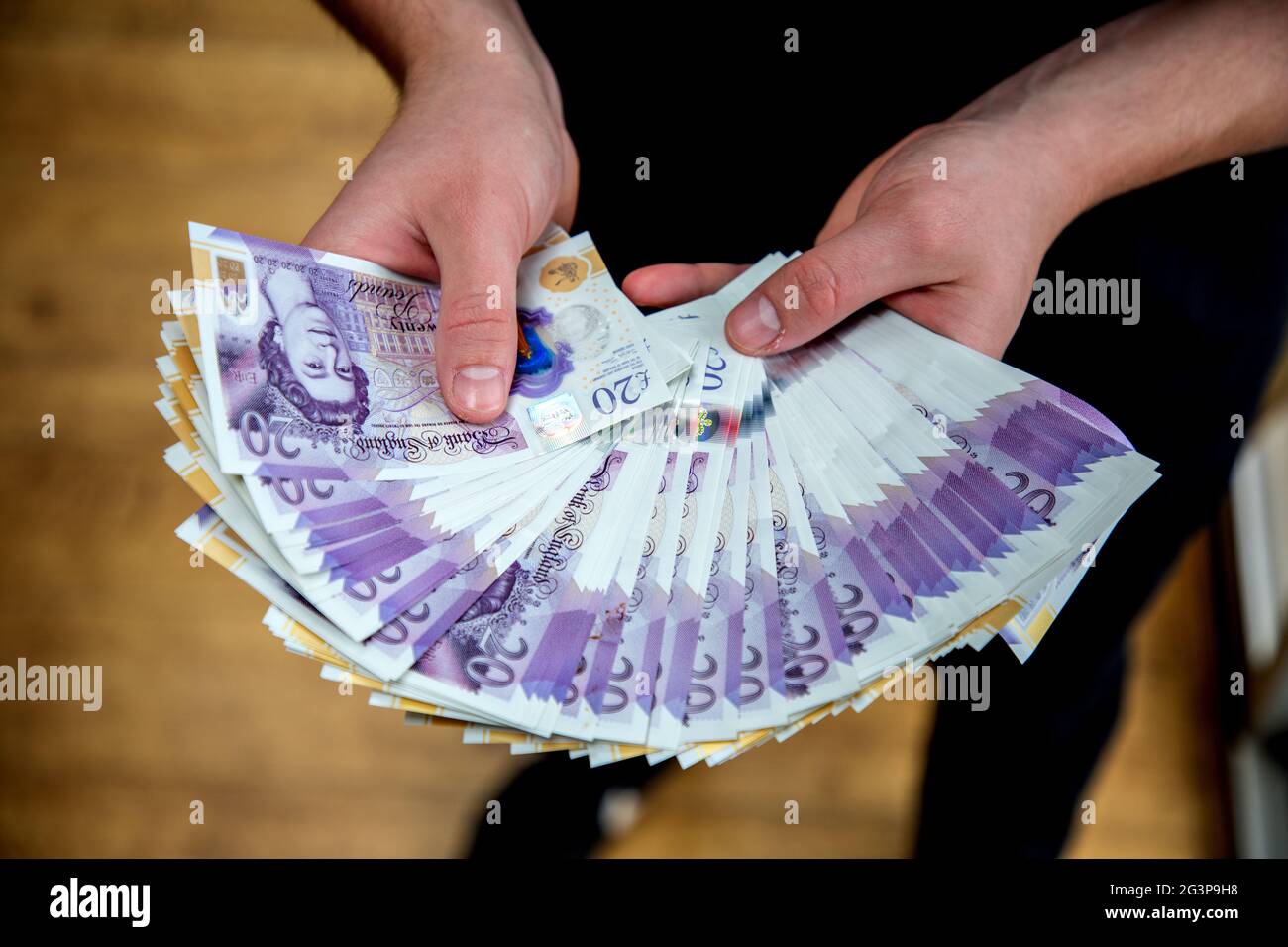 Wad of dosh, pound sterling. Stock Photo