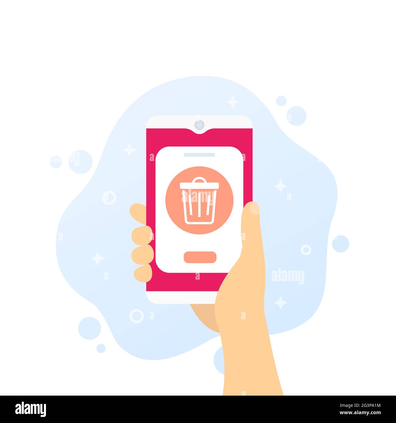 Trash bin in phone, vector Stock Vector Image & Art Alamy