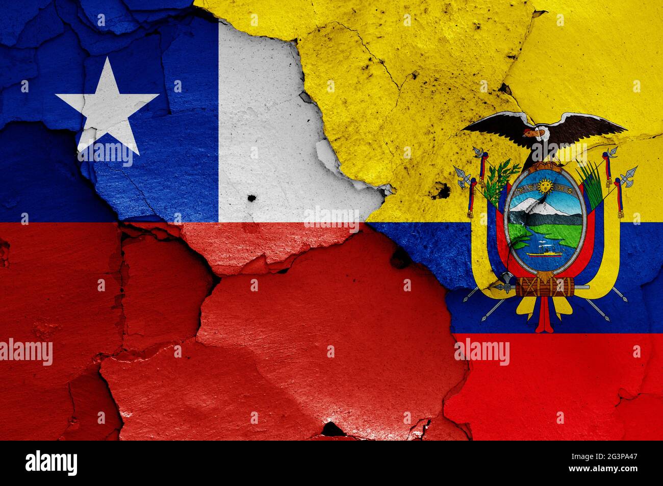 flags of Chile and Ecuador painted on cracked wall Stock Photo - Alamy