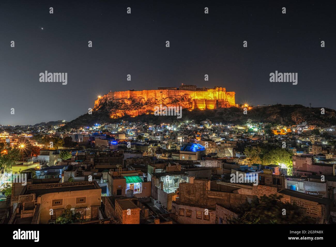 Mehrangarh fort at night Stock Photo - Alamy