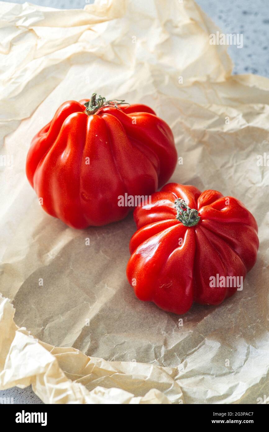 Rich Red Fresh Glossy Tomatoes Stock Photo