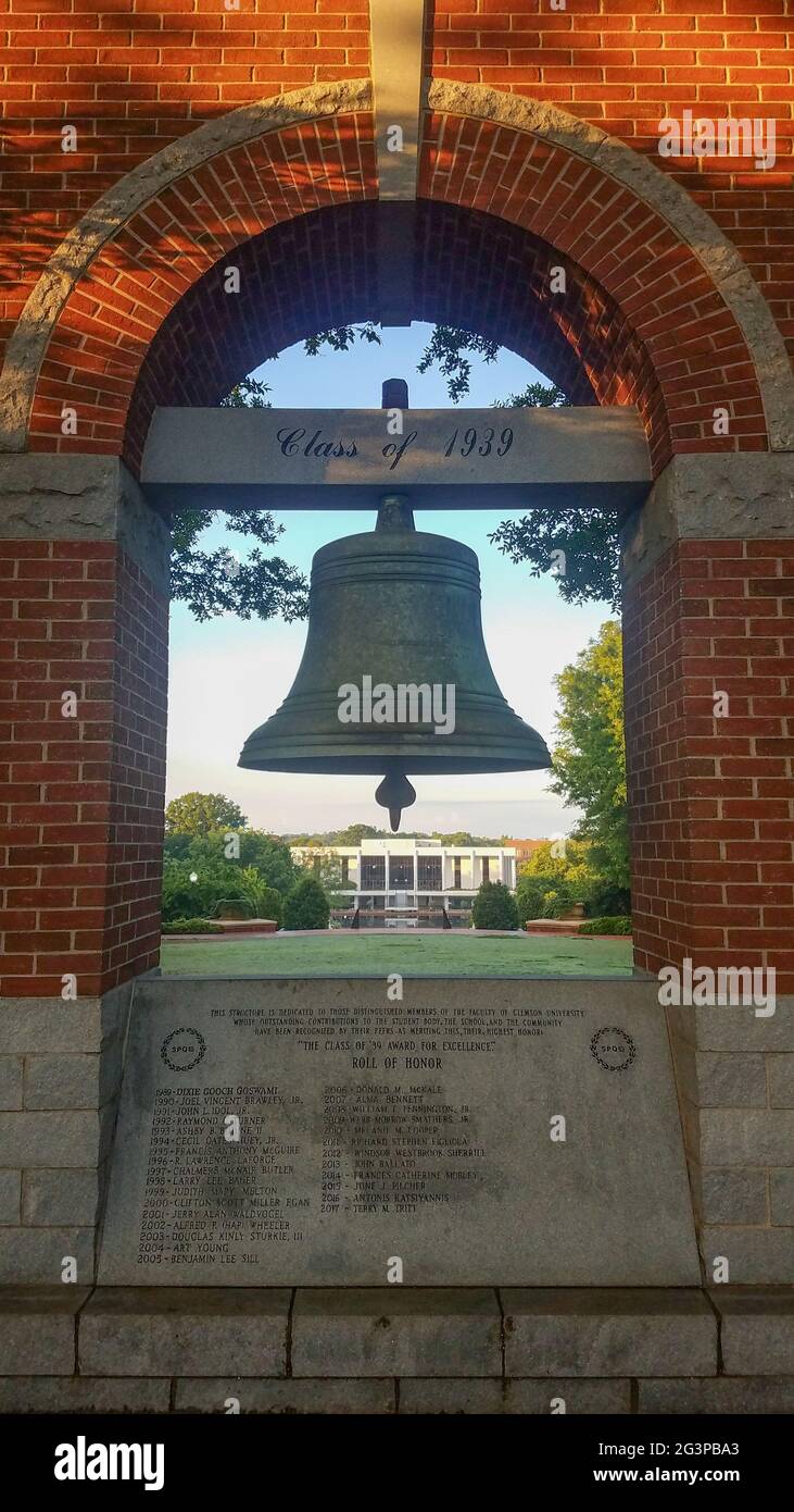 Clemson library viewed through bell Stock Photo