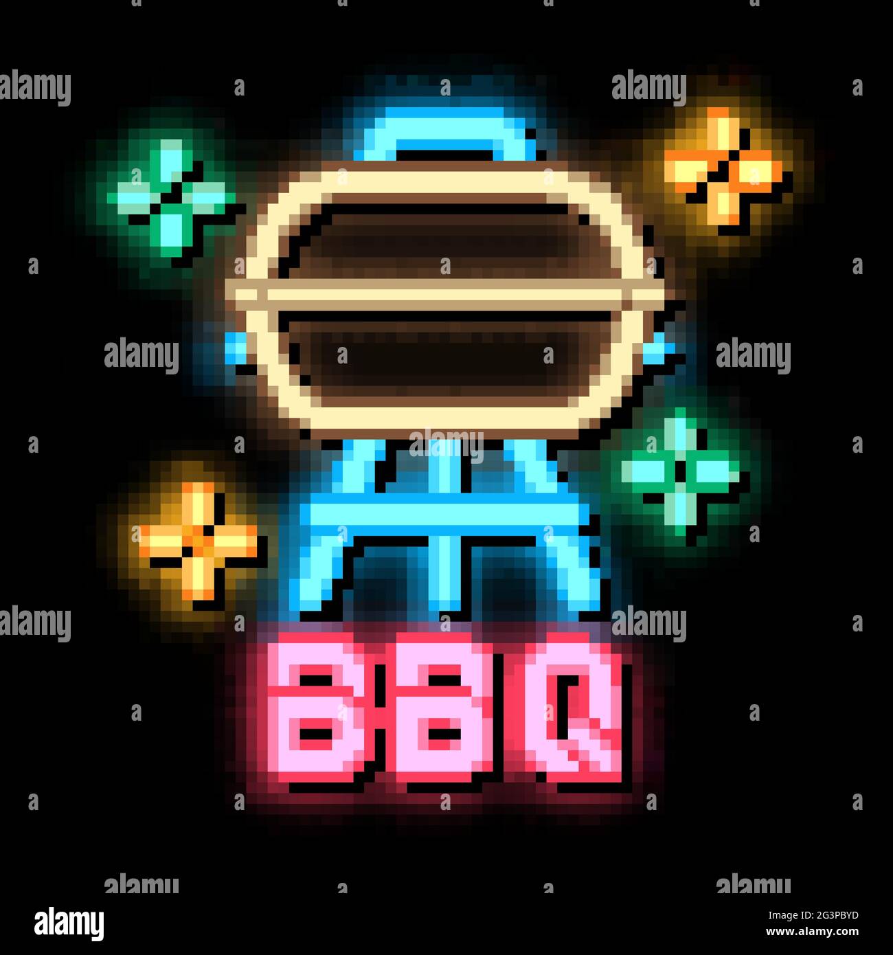 Neon bbq Stock Vector Images Alamy