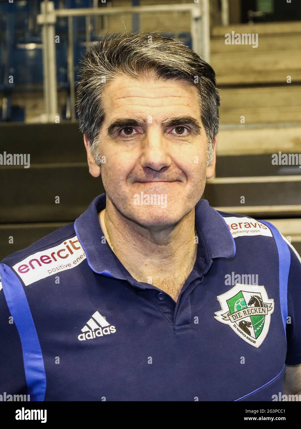 Head coach Carlos Ortega TSV Hannover-Burgdorf DHB Liqui Moly HBL Handball Bundesliga season 2019-20 Stock Photo