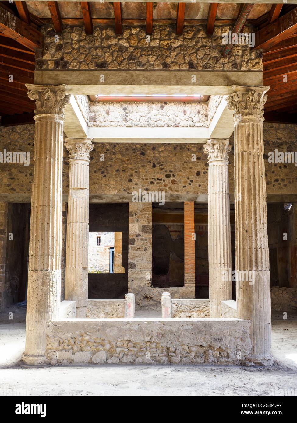 Entrance to the atrium in the House of the Ephebus (Casa dell'efebo) - Pompeii archaeological site, Italy Stock Photo